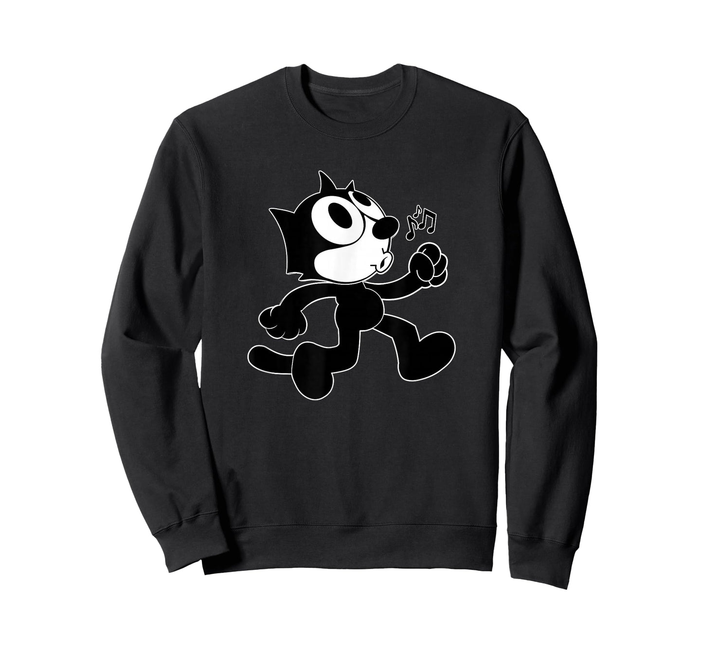 Felix Cartoon Whistling and Walking Music Notes Felix Tee T-Shirt
