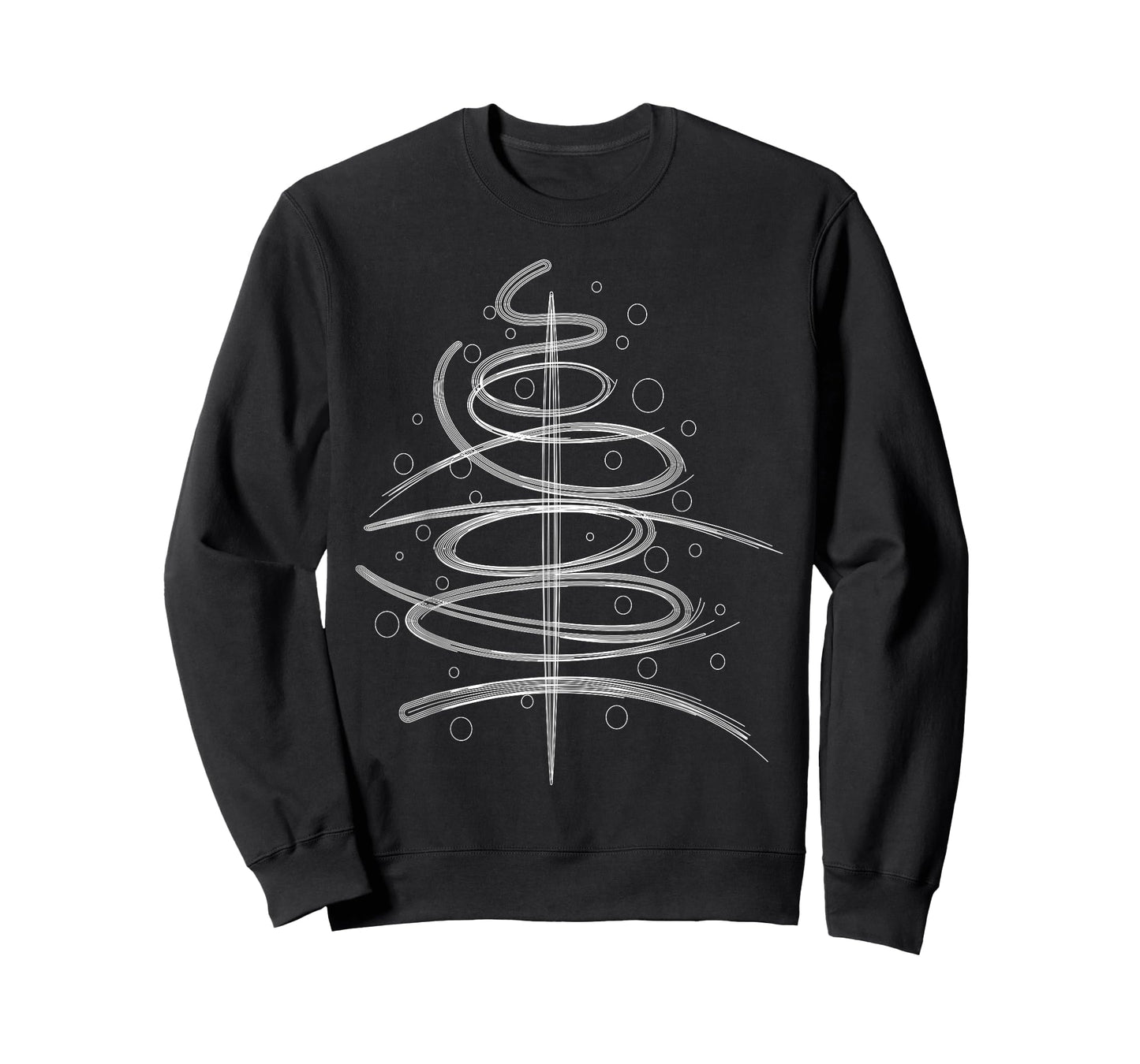 Abstract Aesthetic Swirly Black White Xmas Tree Line Art T-Shirt