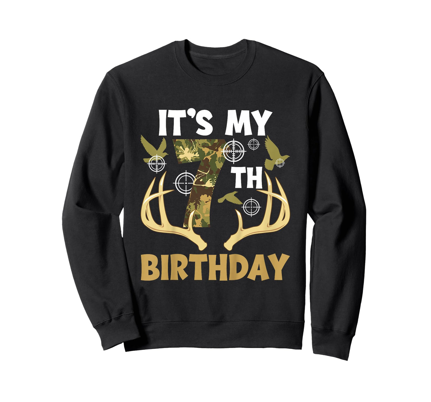 7th Hunting Birthday Party 7 Year Old Hunter Birthday T-Shirt