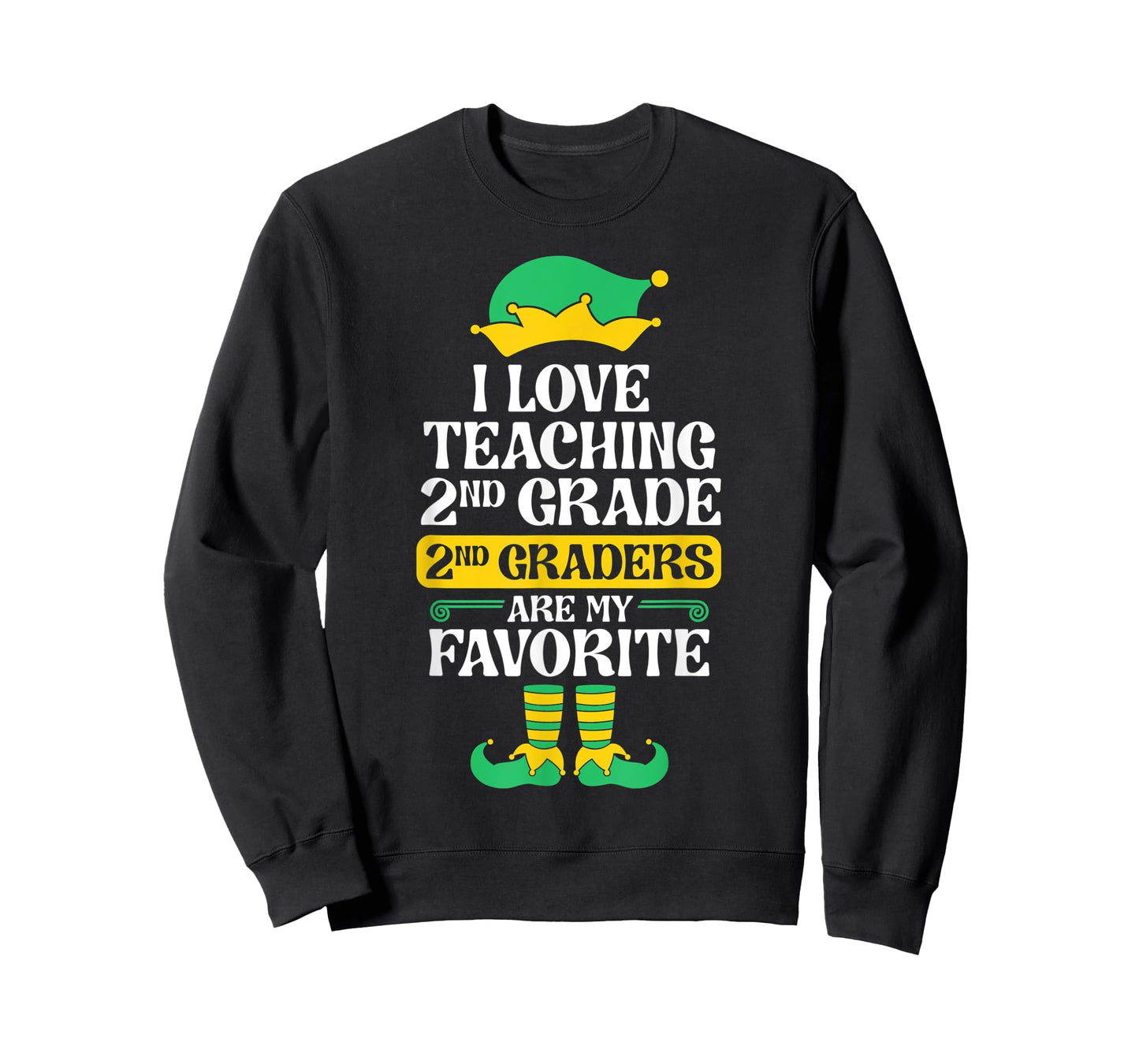 2nd Grade Teacher Elf Christmas School Party I Love Teaching Men Women Kids T-Shirt