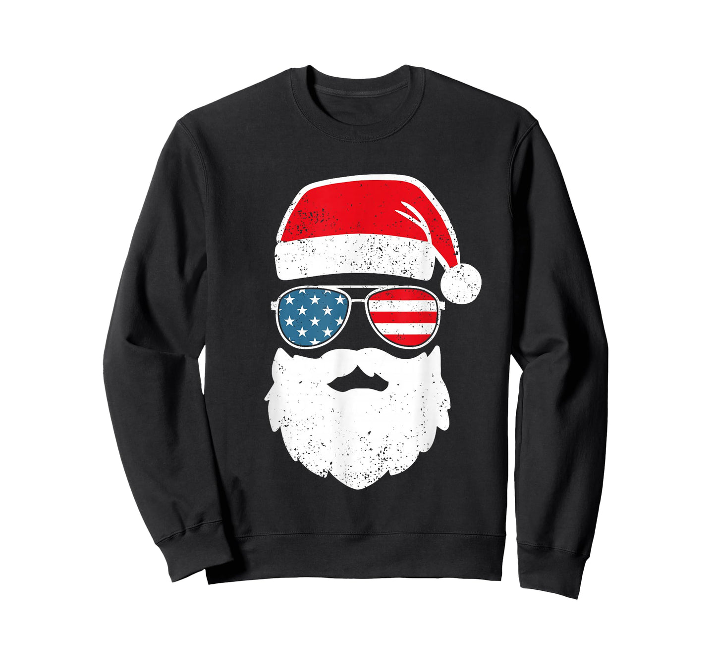 Funny Santa Claus Face Sunglasses Patriotic American Flag T-Shirt