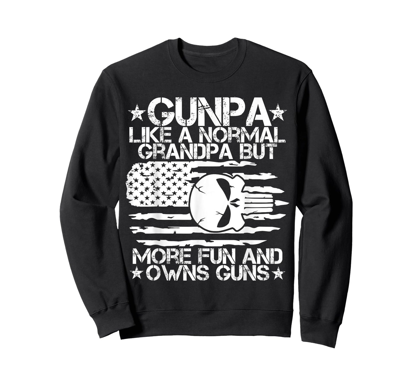 Gunpa Like A Normal Grandpa But More Fun USA Flag Skull Guns T-Shirt