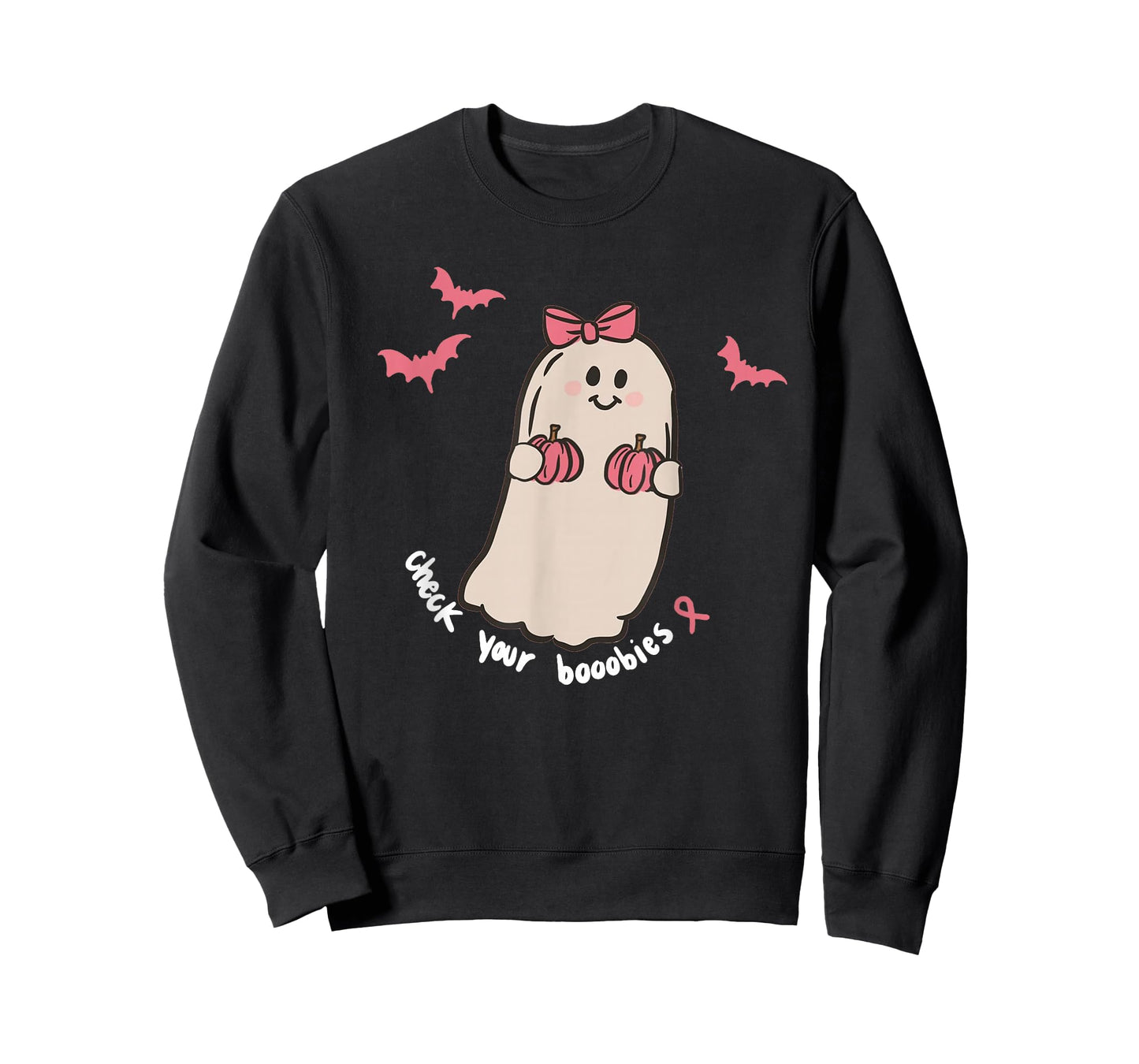 Check Your Boobies Ghost Halloween Breast Cancer Awareness T-Shirt
