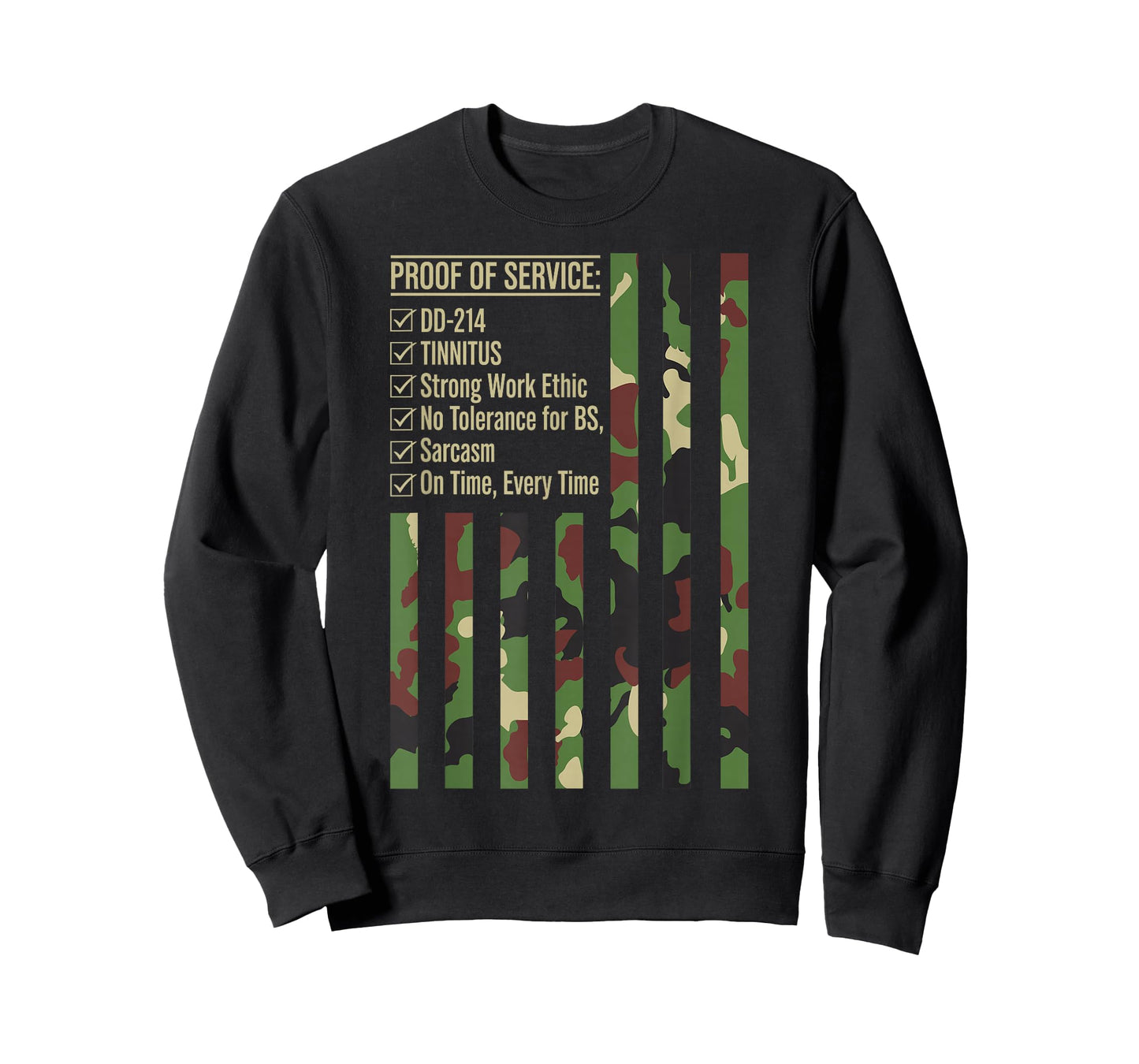 Proof of Service t shirt Camouflage Strip USA Flag DD-214 T-Shirt
