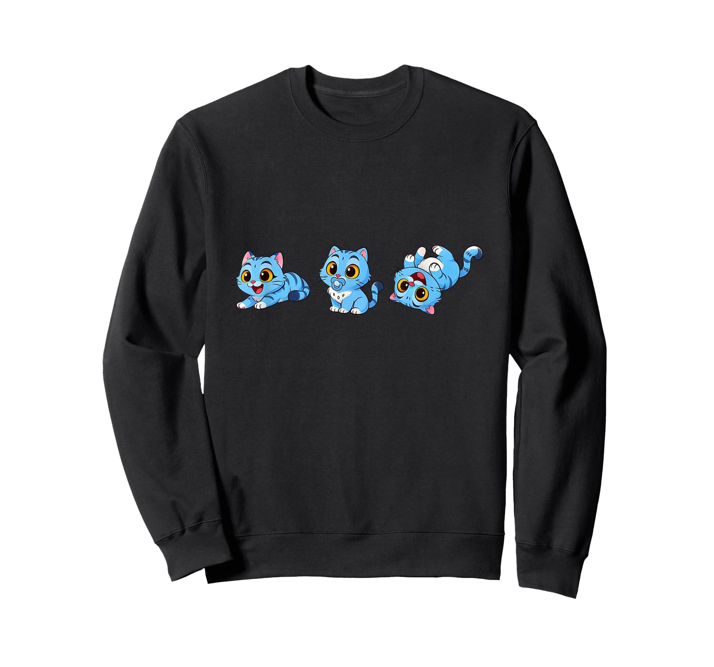 Cute k-pop Blue Tigers Playing Funny Cartoon Graphic Design T-Shirt