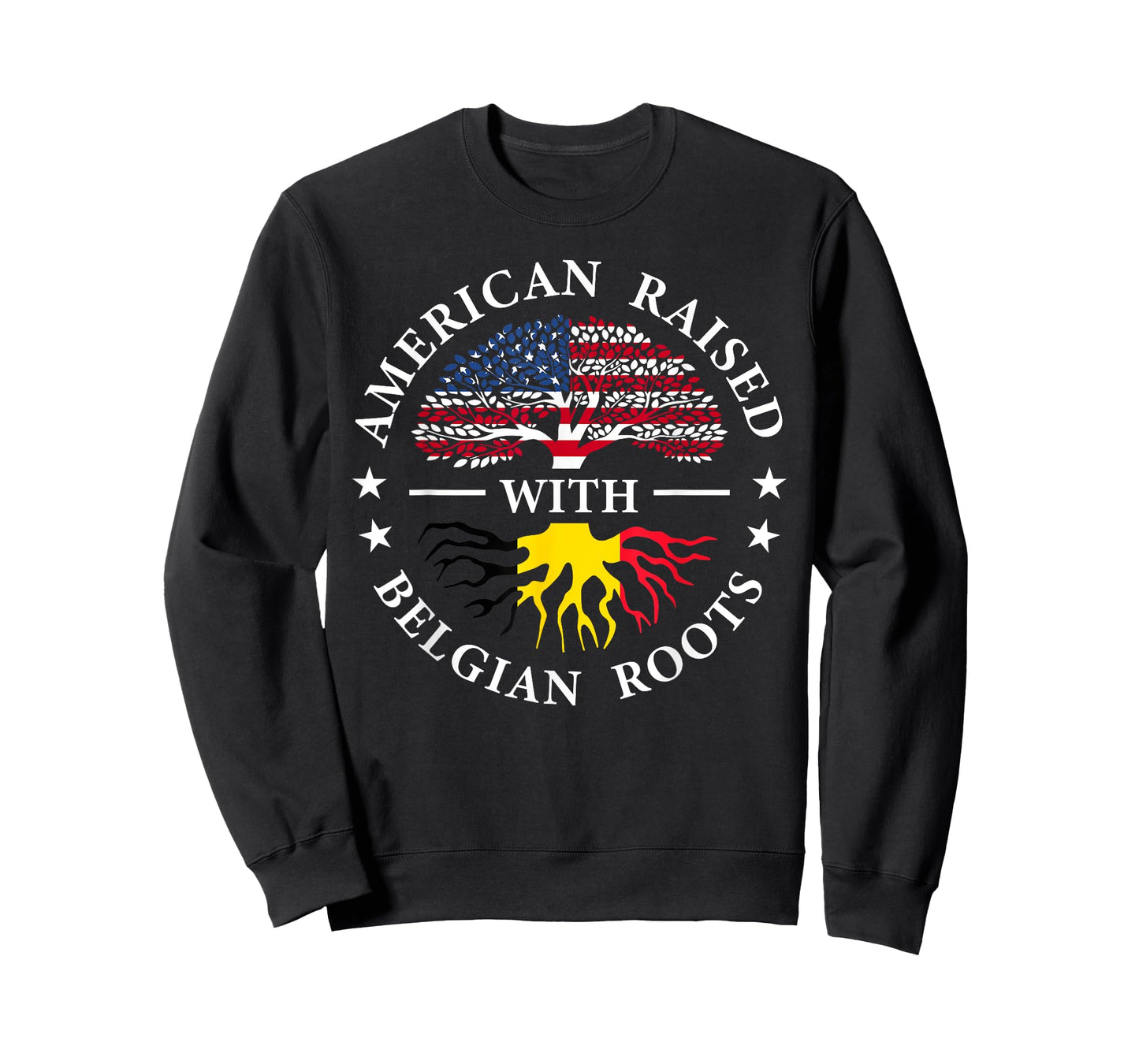 American Raised with Belgian Roots Tree USA Belgium Flag T-Shirt