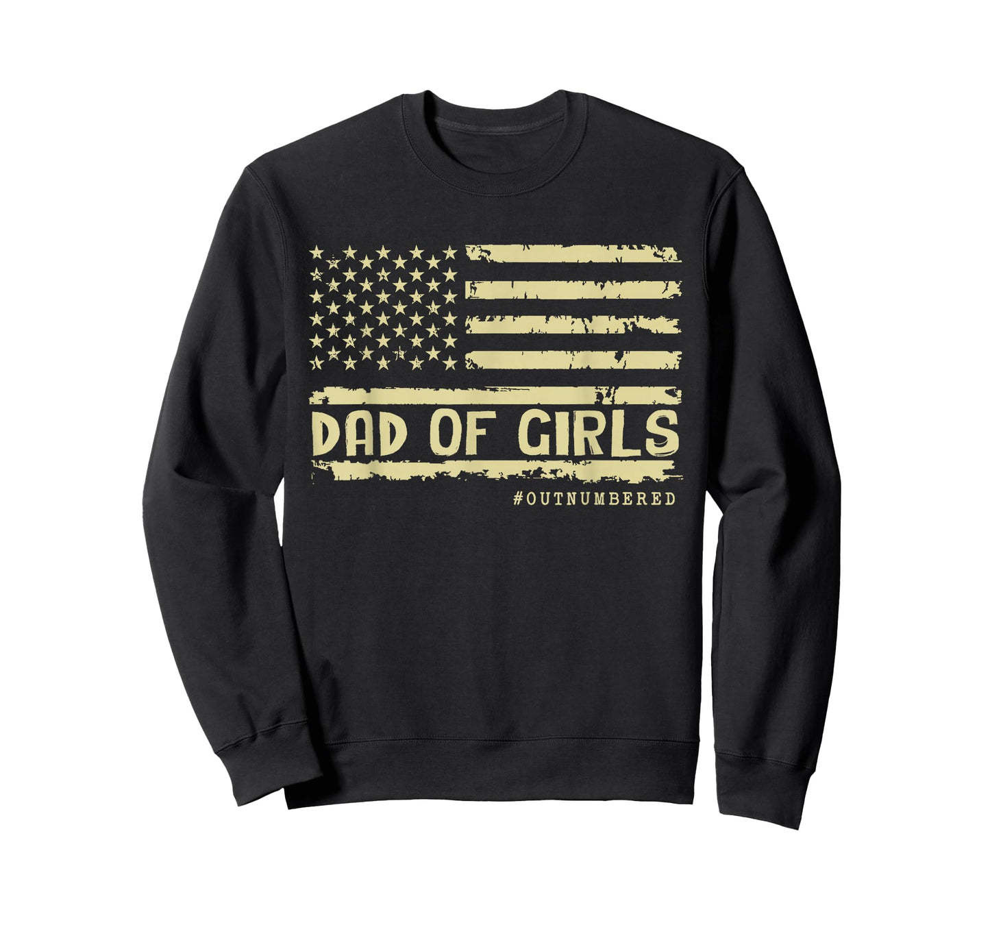 Dad of Girls Outnumbered US Flag Father's Day Daughter Dad T-Shirt