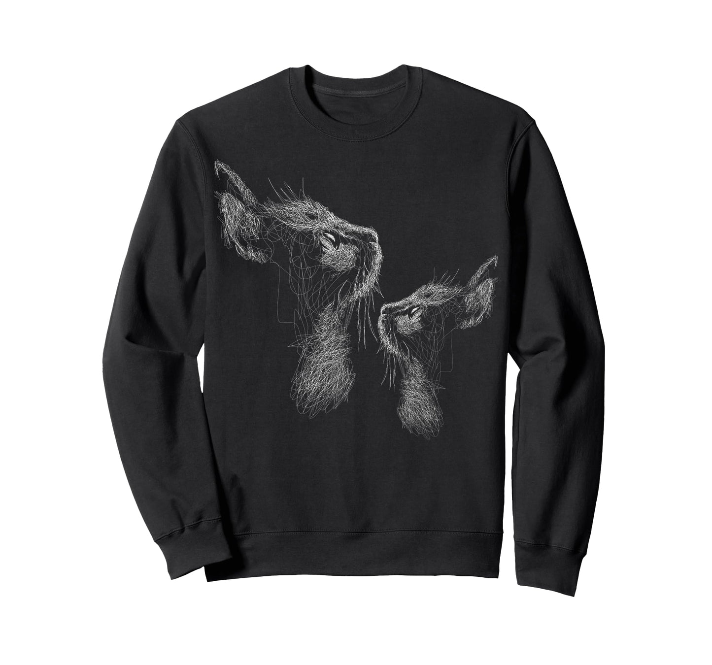 cute two cat scribble art sketch for lover cats kitty kitten T-Shirt for Men Women Kids
