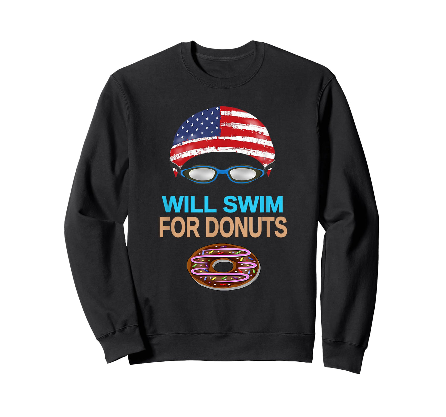 Swim Swimmer T shirt Funny Swimming Goggles Cap Donuts Tee T-Shirt