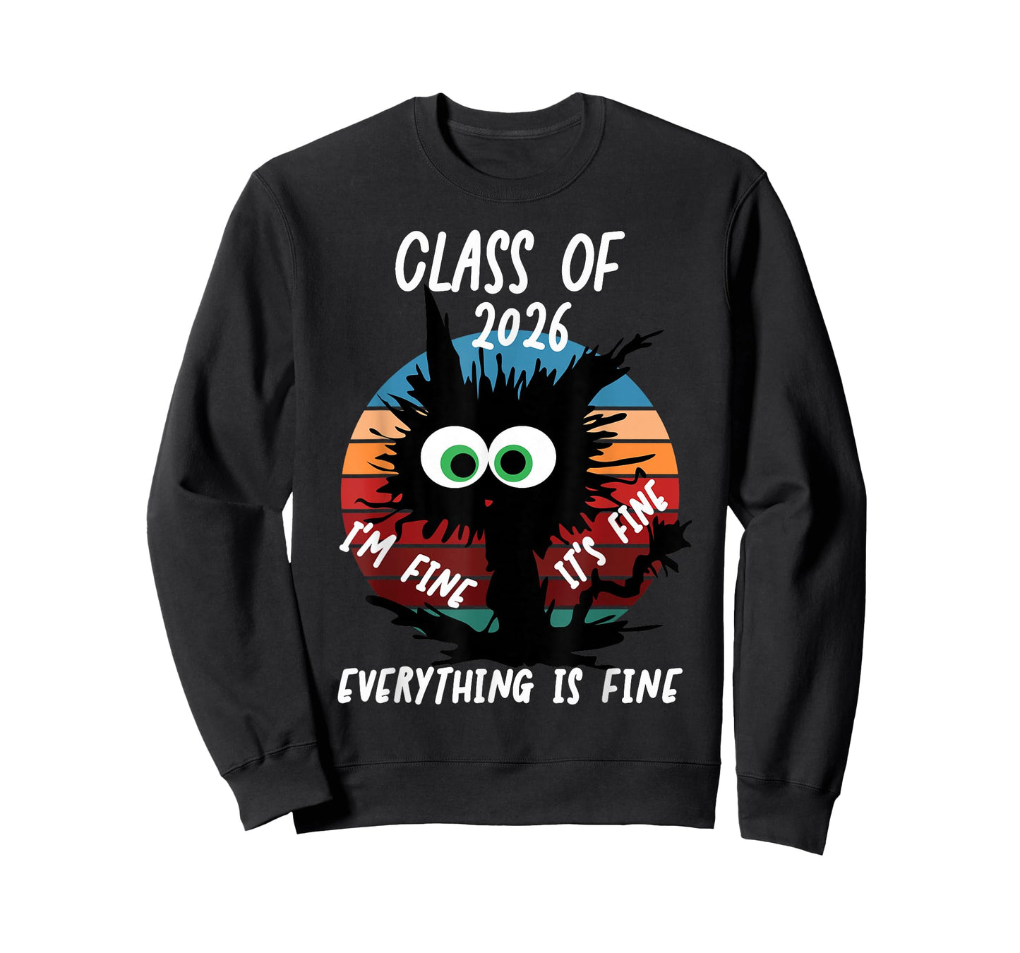 Class of 2026 I'm Fine It's Fine Cat Class of 2026 T-Shirt