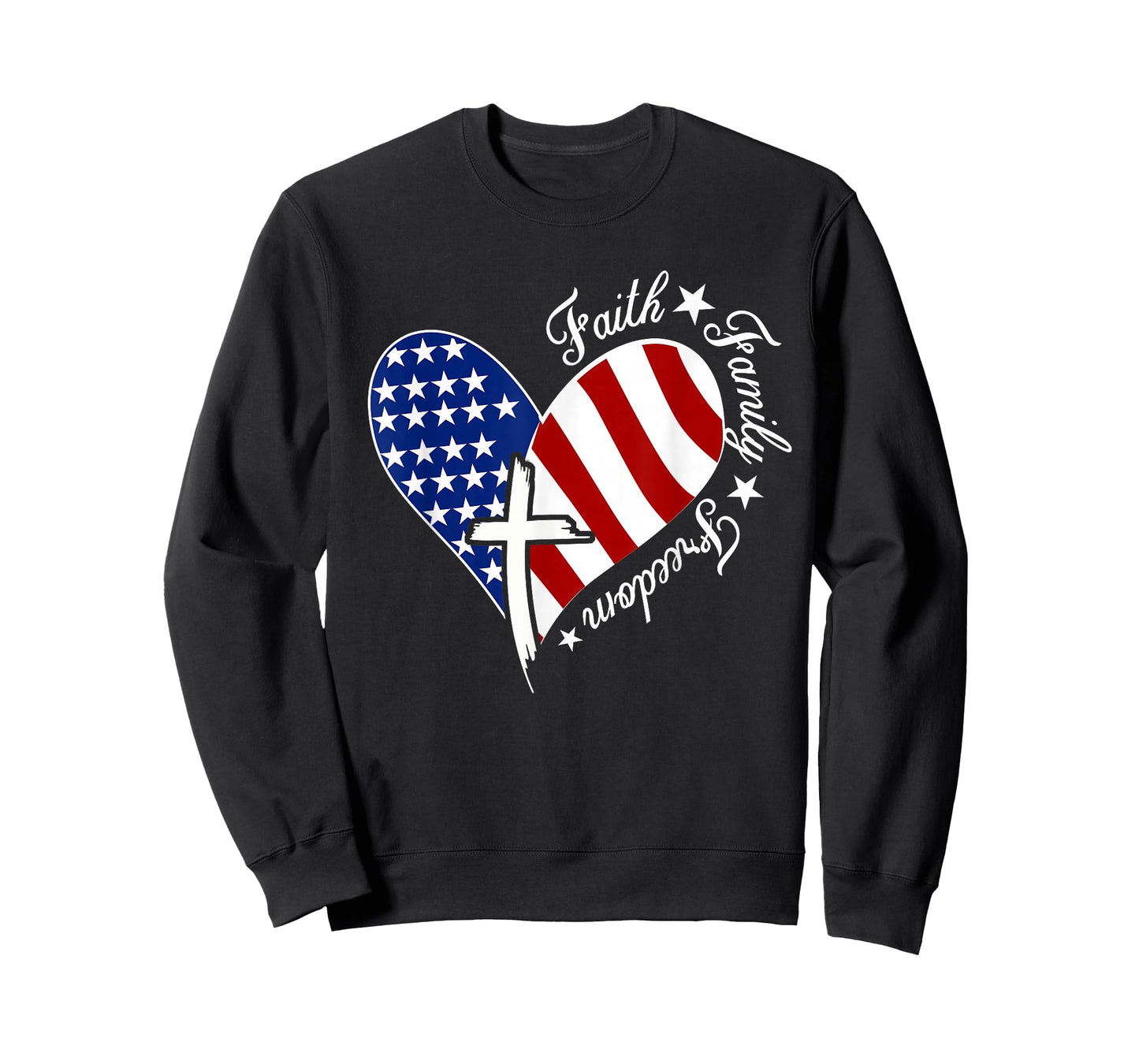 Faith Family Freedom Heart Christian American 4th of July T-Shirt