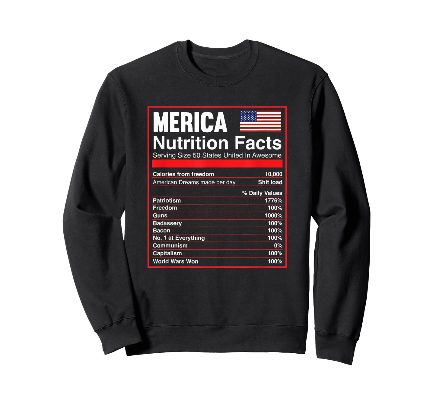 Patriotic Merica Nutrition Facts T-Shirt America Flag T-Shirt