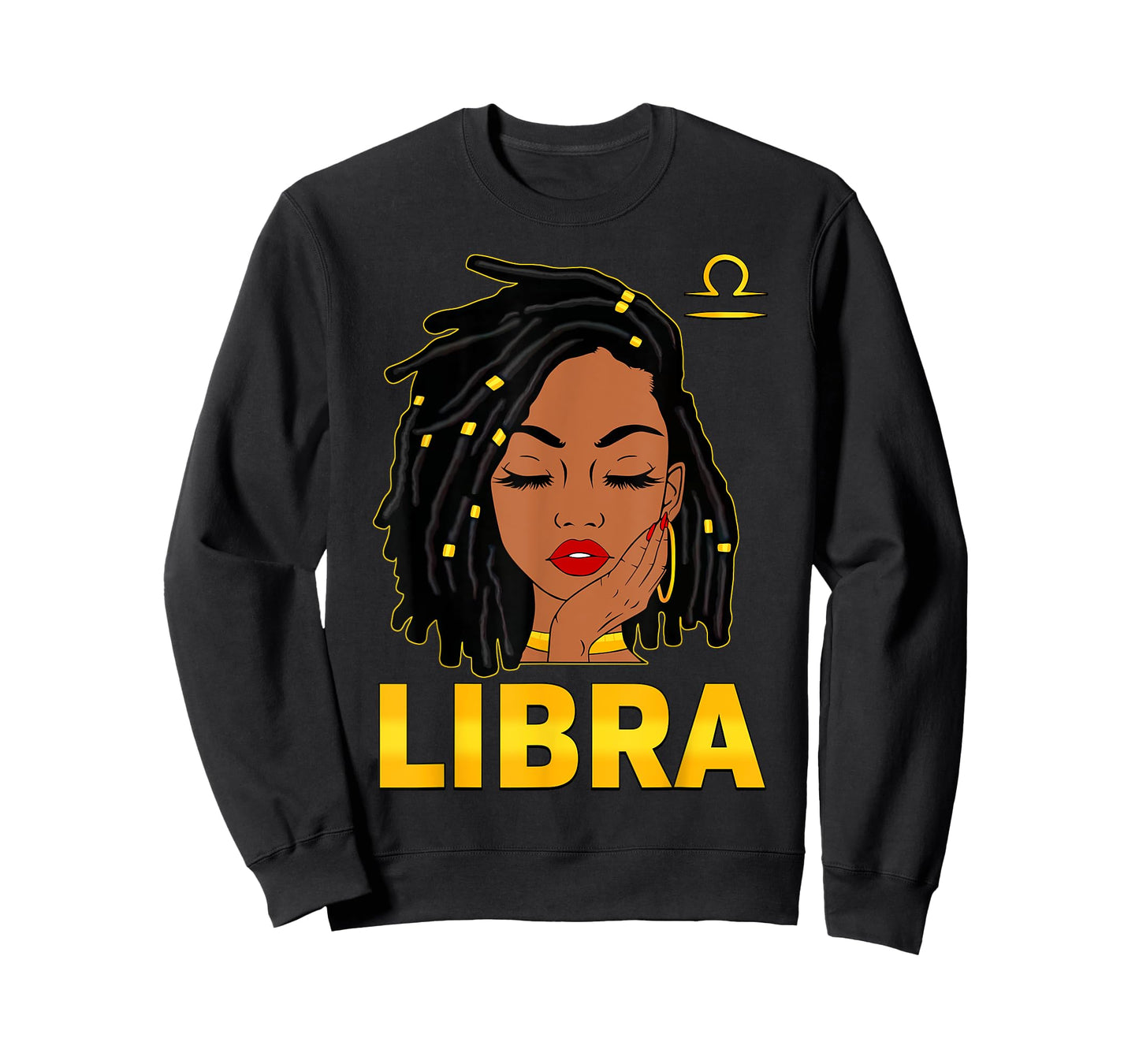 Libra Queen Loc'd Hair Black Woman Zodiac Sign Birthday T-Shirt