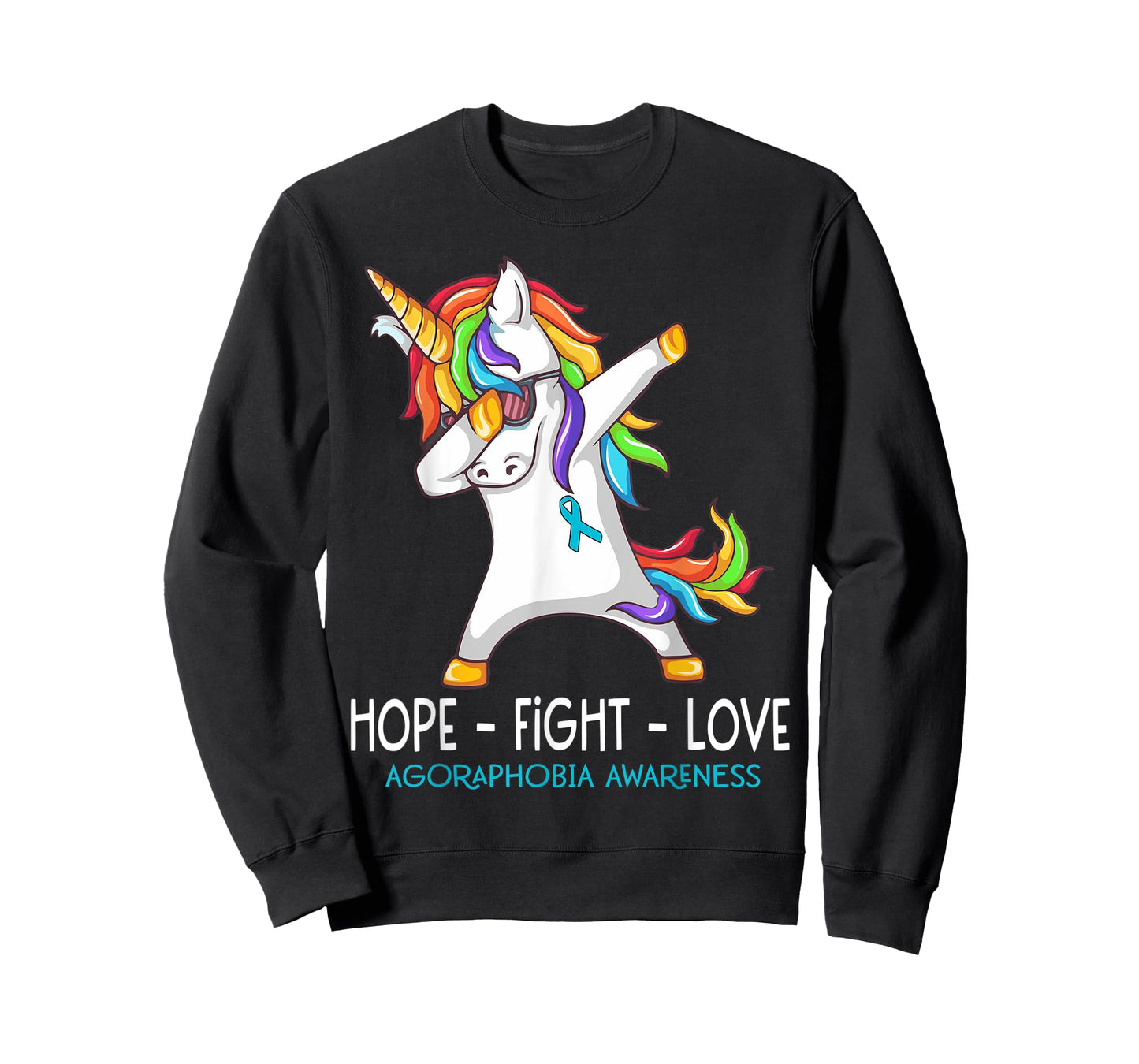 Unicorn Dabbing Hope Fight Love Agoraphobia Awareness T-Shirt