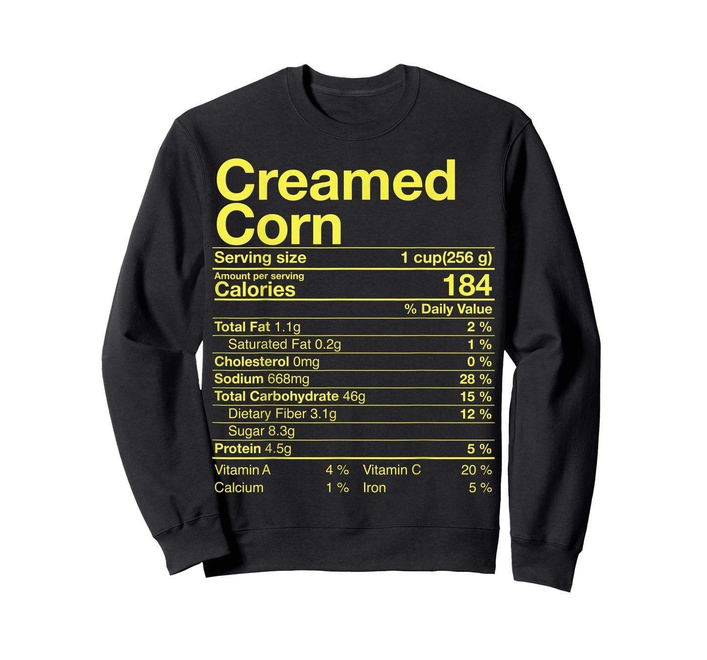 Creamed Corn Nutrition Facts Thanksgiving Gift Turkey Day T-Shirt
