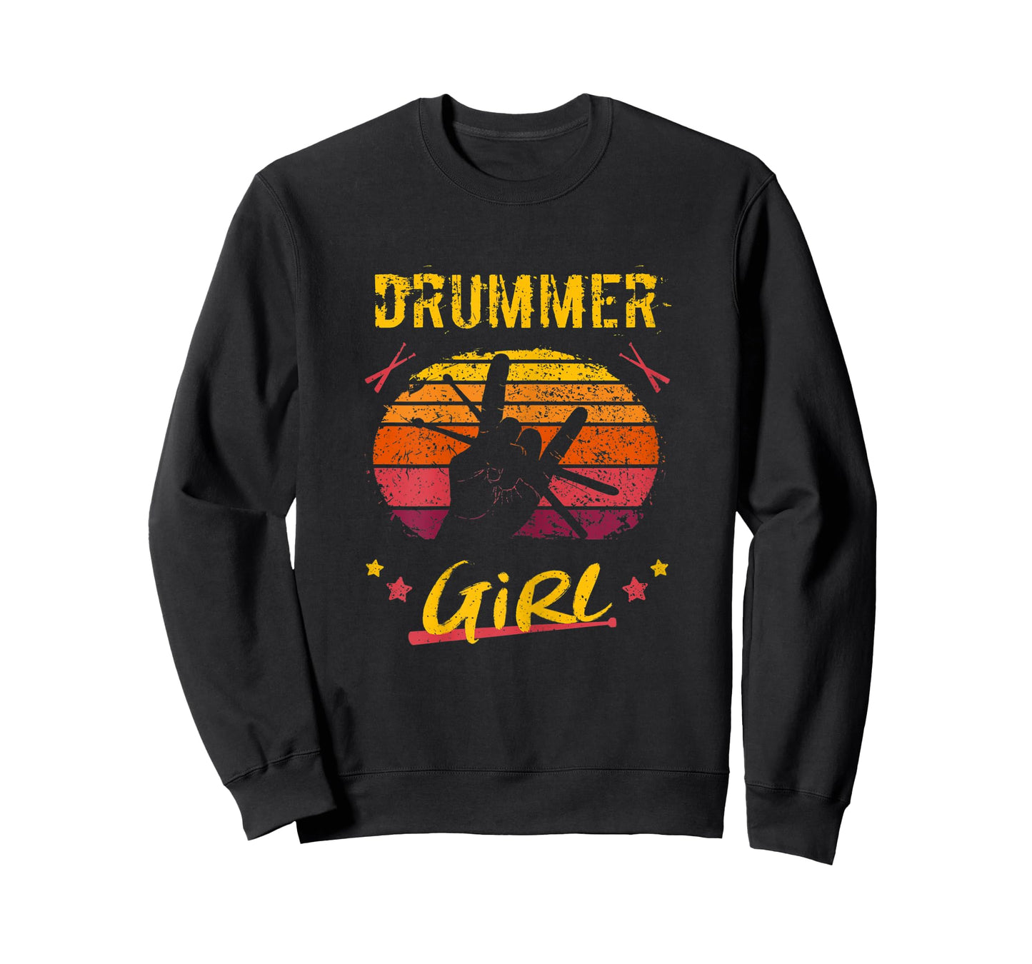 Drummer Girl - Drumsticks - Percussion Retro Drumming T-Shirt