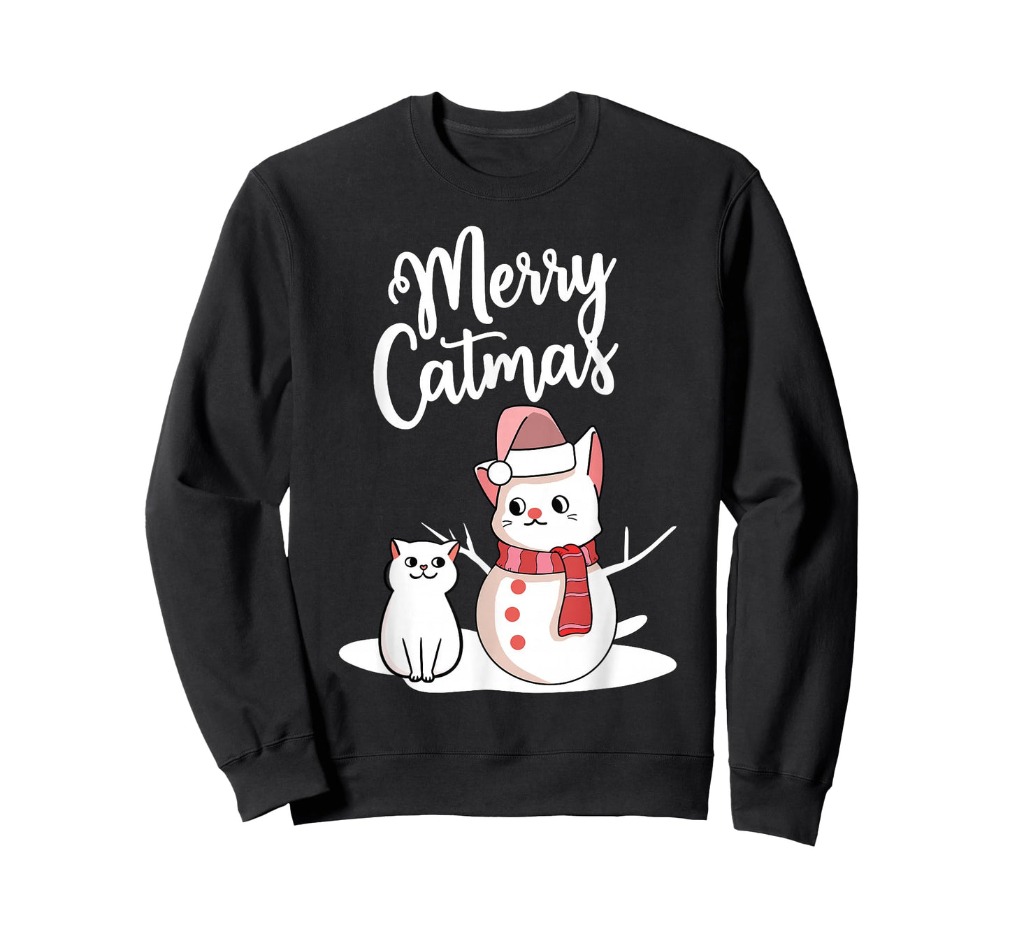Funny Christmas Merry Catmas cat snowcat snowman graphic cat T-Shirt