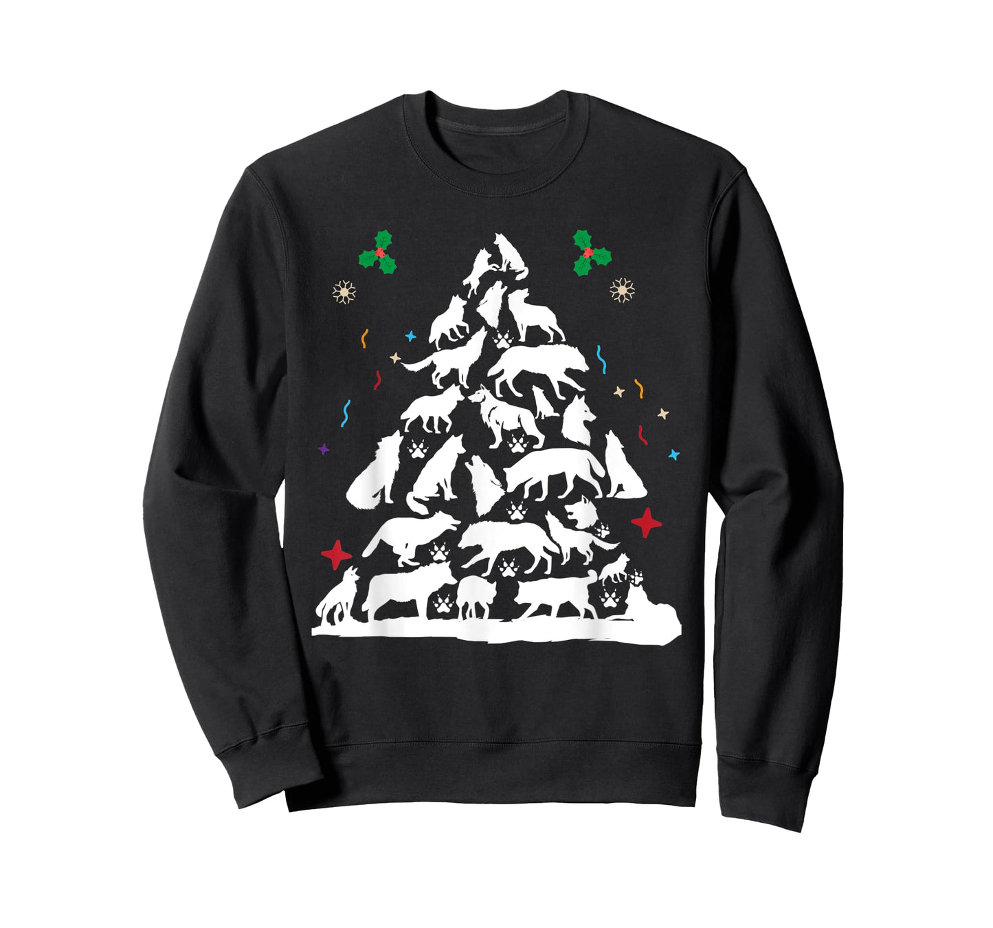 Wolf Christmas Tree Funny Christmas Pajama Animals Lover T-Shirt