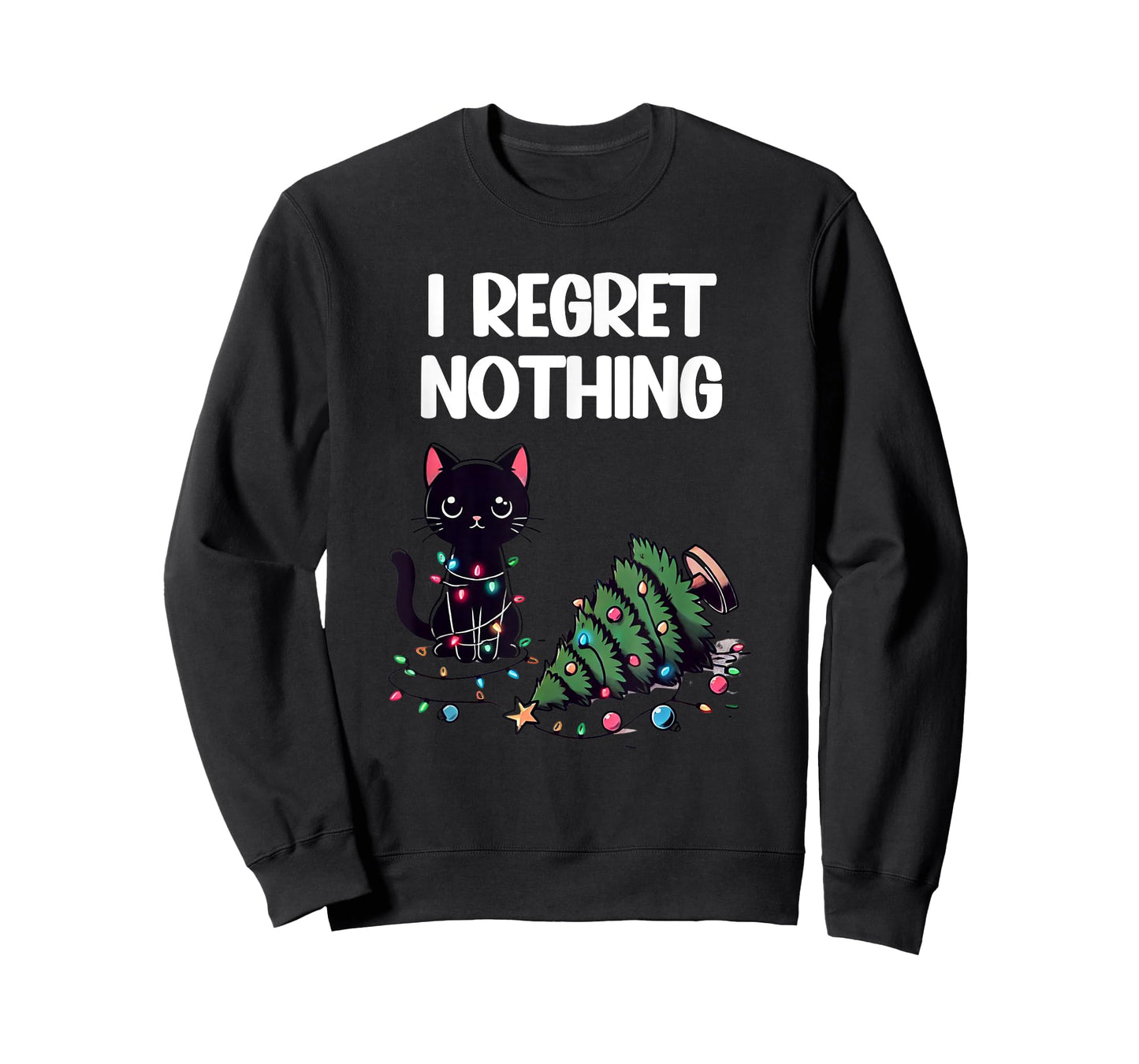 Kawaii Regret Nothing Cat Christmas Funny T-Shirt