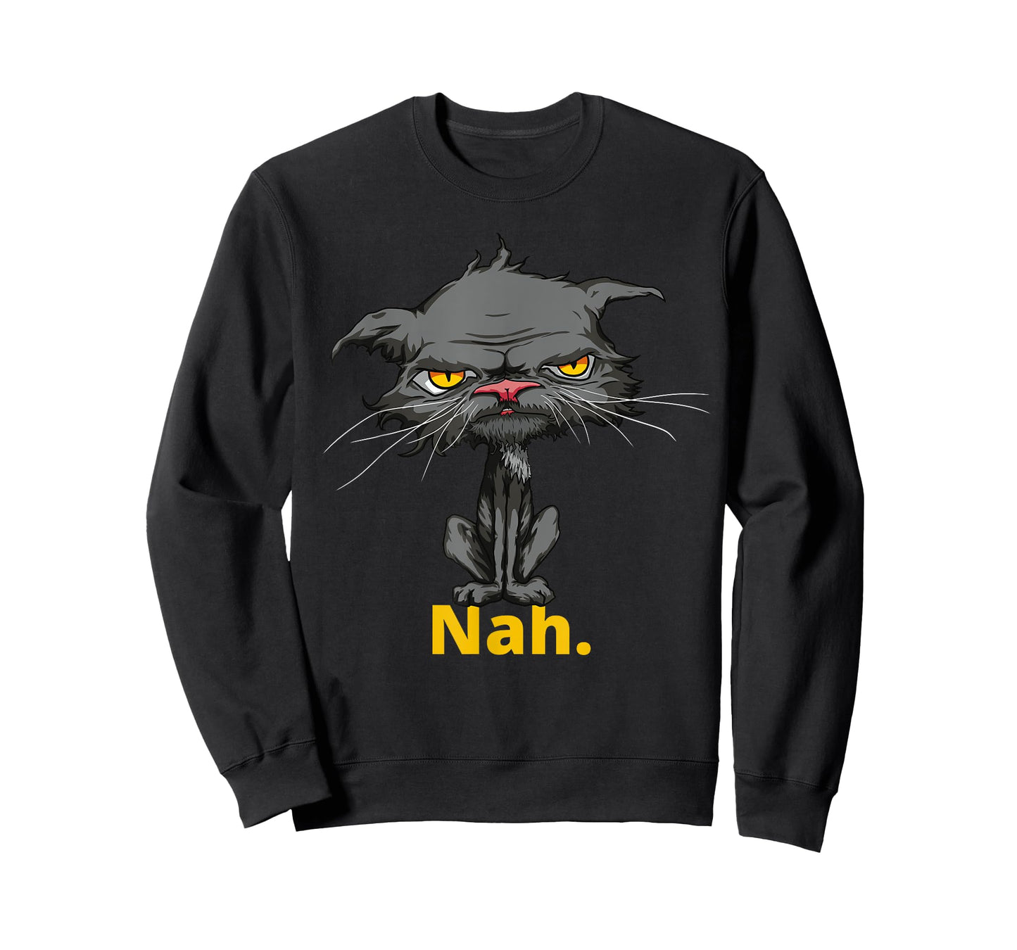 Cat Nah Funny Bored Cat Yellow Eyes Cat Lovers Kitten T-Shirt for Men Women Girls Kids