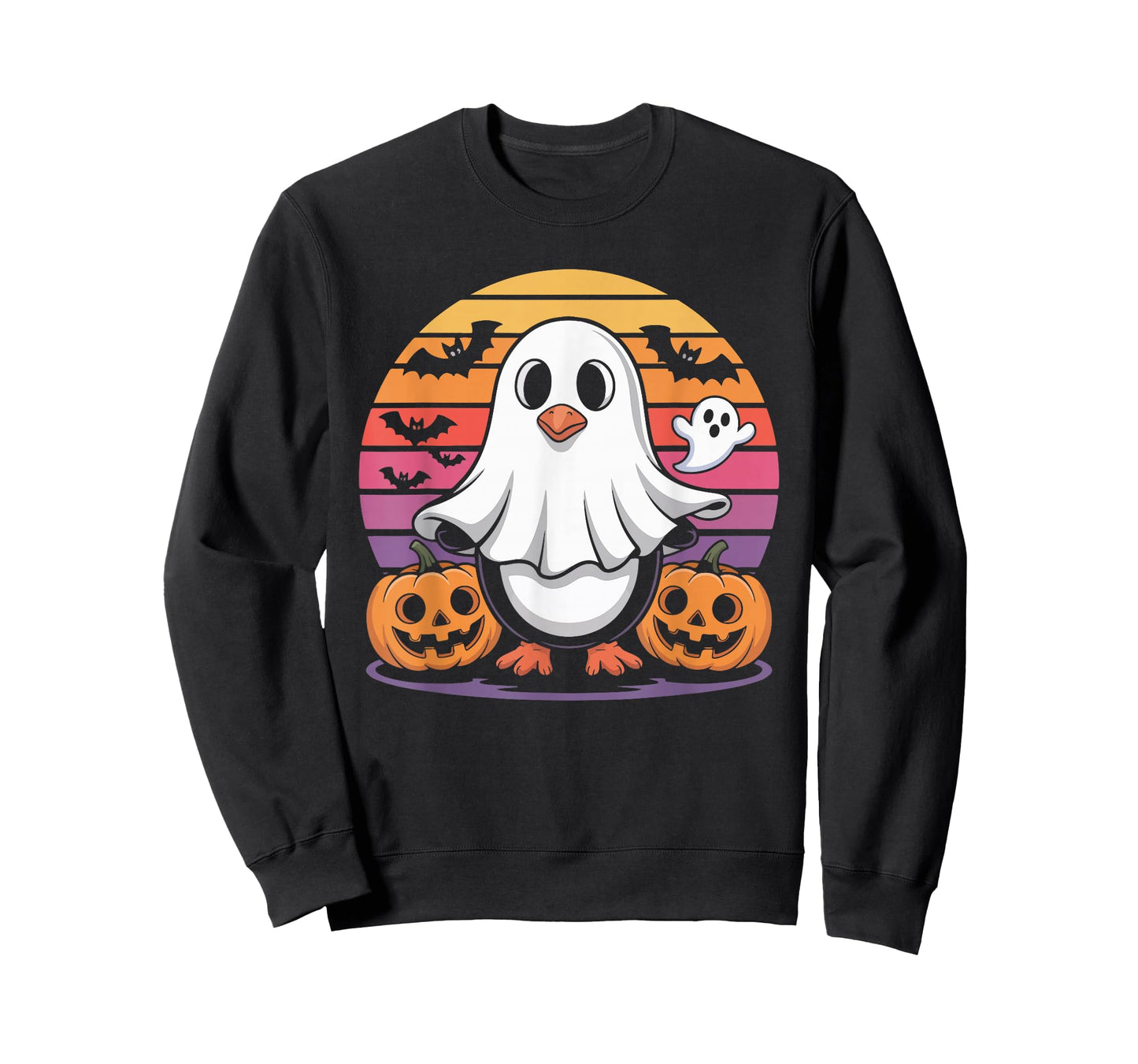 Cute Penguin Ghost Halloween Pumpkin Fun T-Shirt