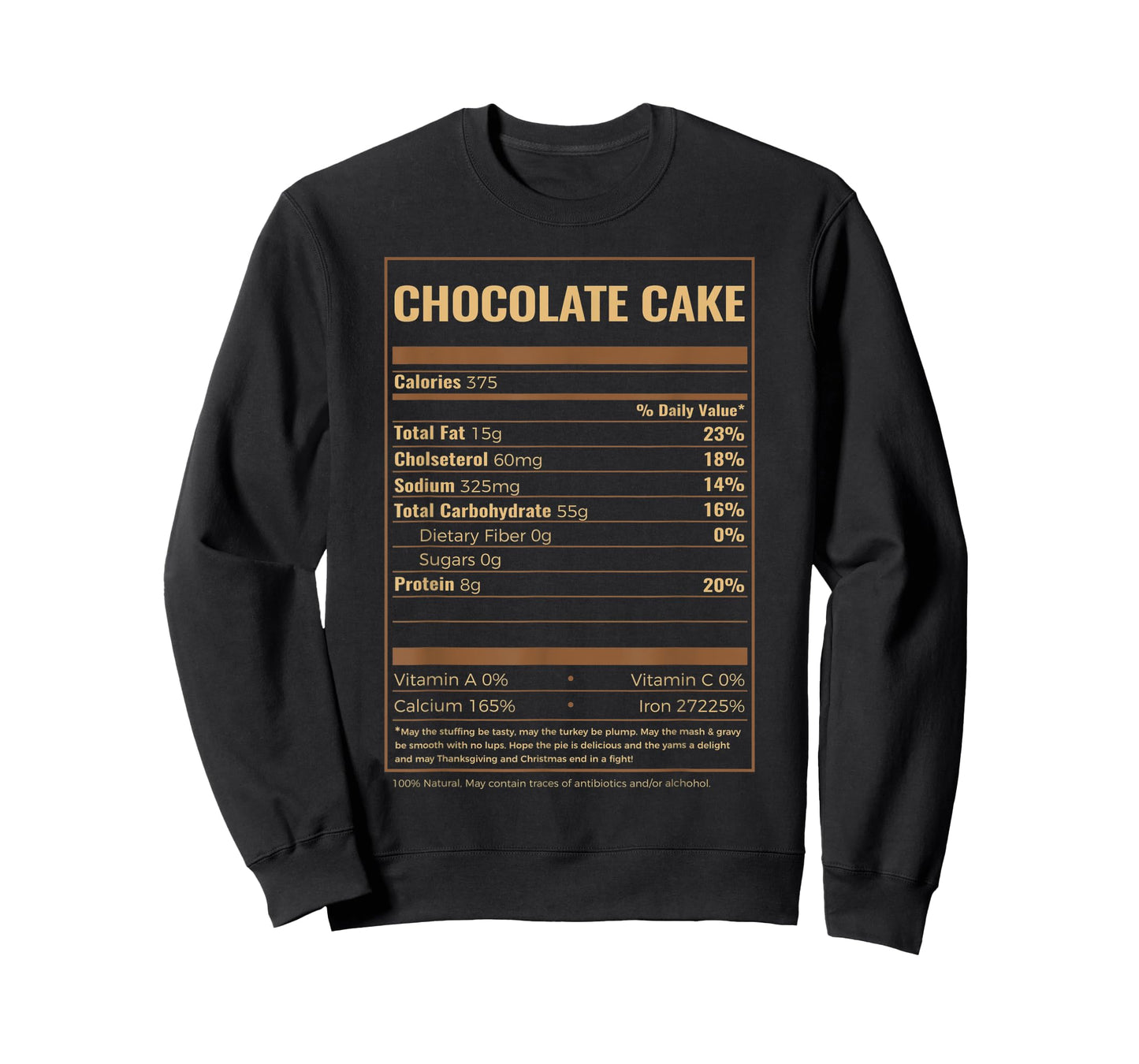 Chocolate Cake Nutrition Facts T-Shirt