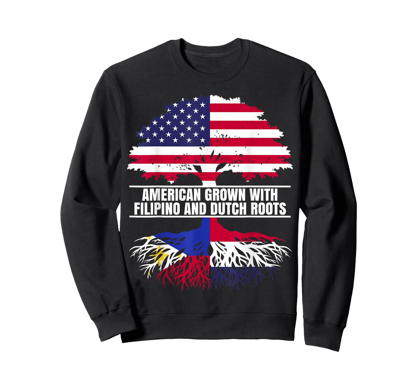 American Grown with Flag Heritage Filipino Dutch Roots T-Shirt