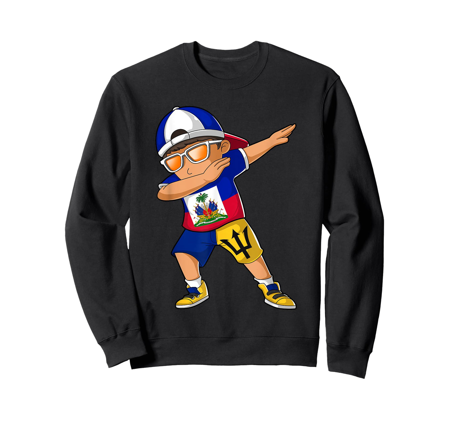 Half Haitian Half Barbadian Boy Haiti Barbados Flag T-Shirt
