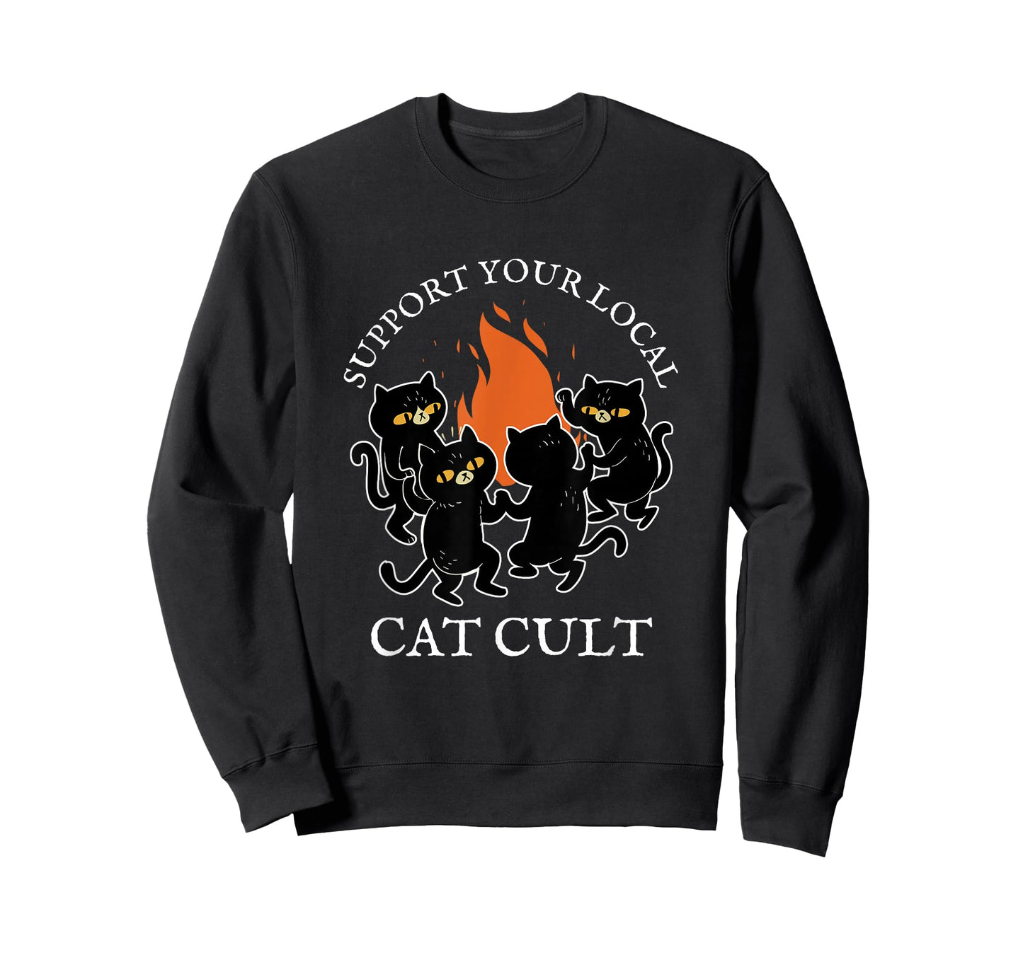 Support Your Local Cat Cult Occult Black Cats Dancing Witch T-Shirt for Men Women