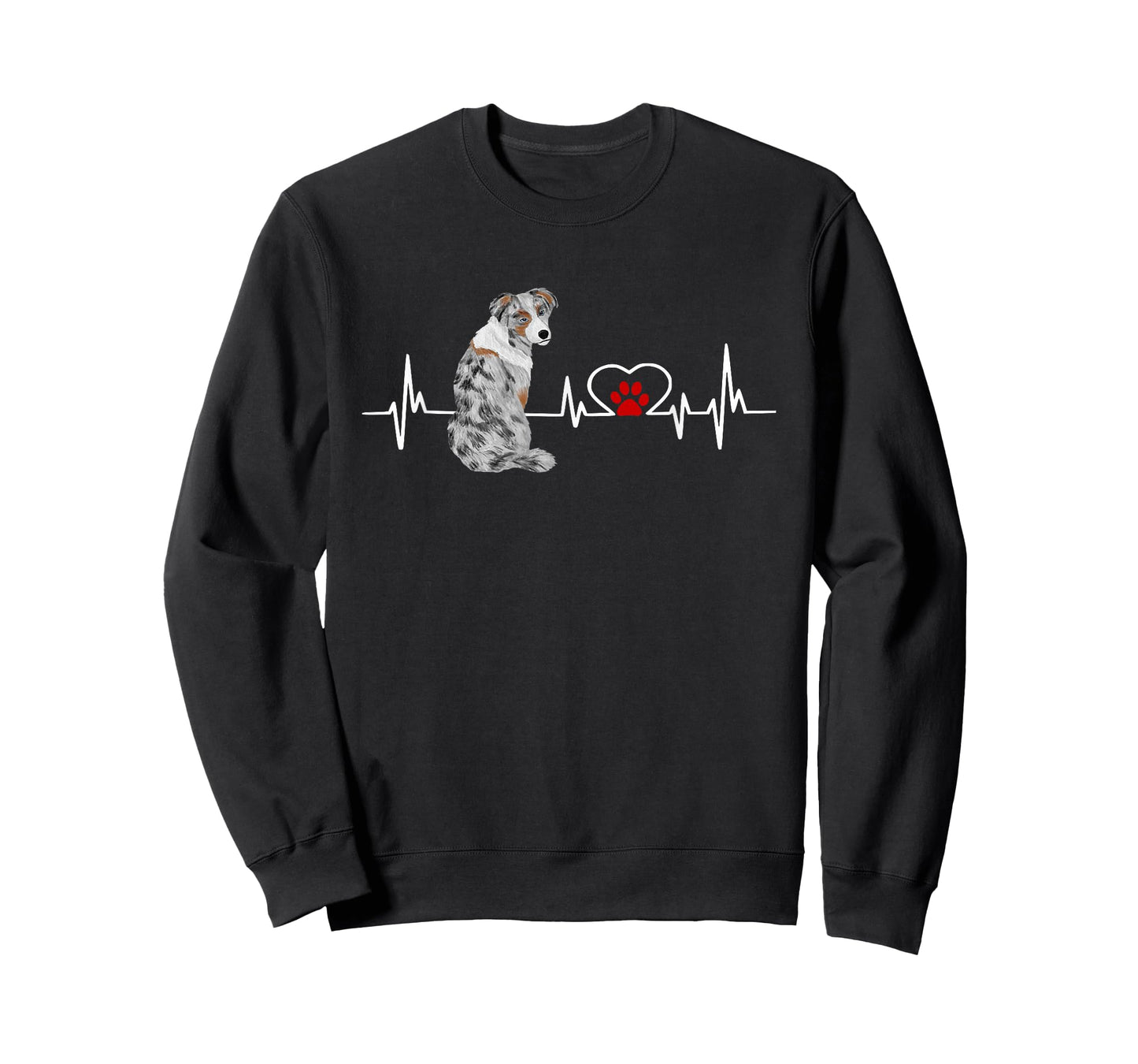 Australian Shepherd EKG Heartbeat Heart Line T-Shirt