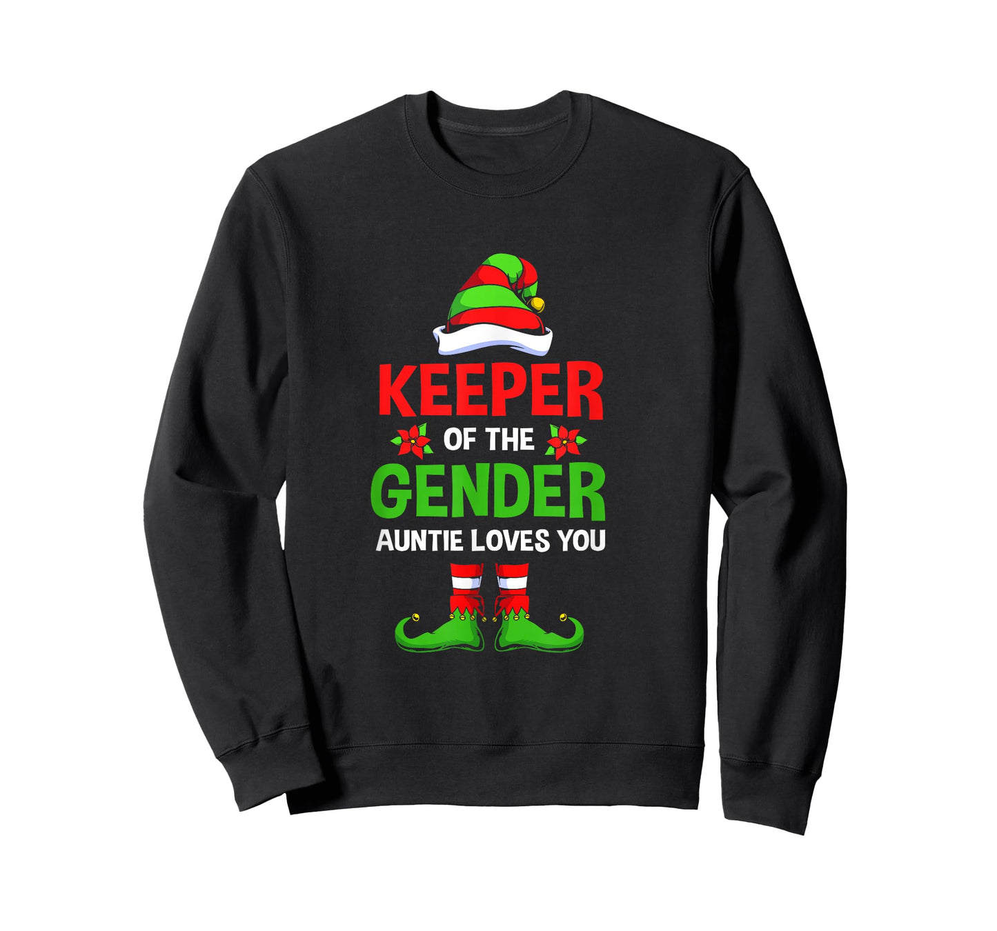 Christmas Gender Reveal Aunt Cute Elf Keeper Of The Gender T-Shirt