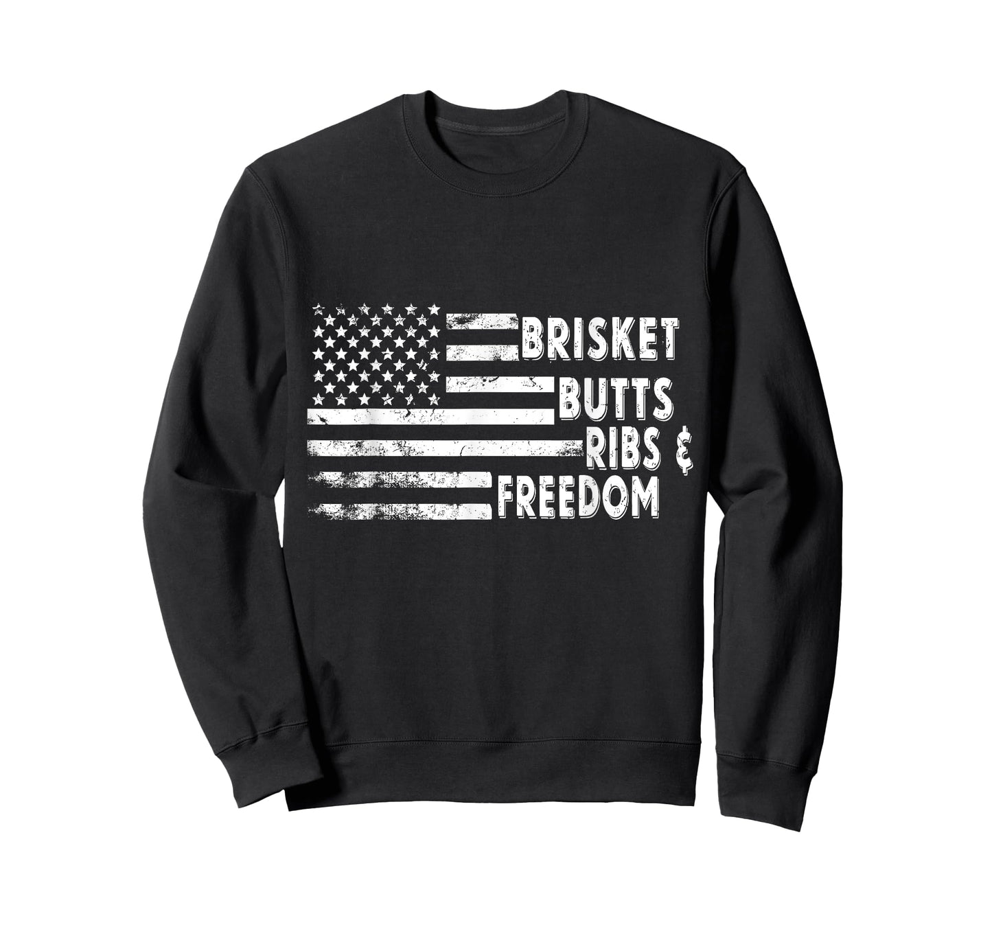 Brisket Butts Ribs and Freedom BBQ American flag T-Shirt for Men