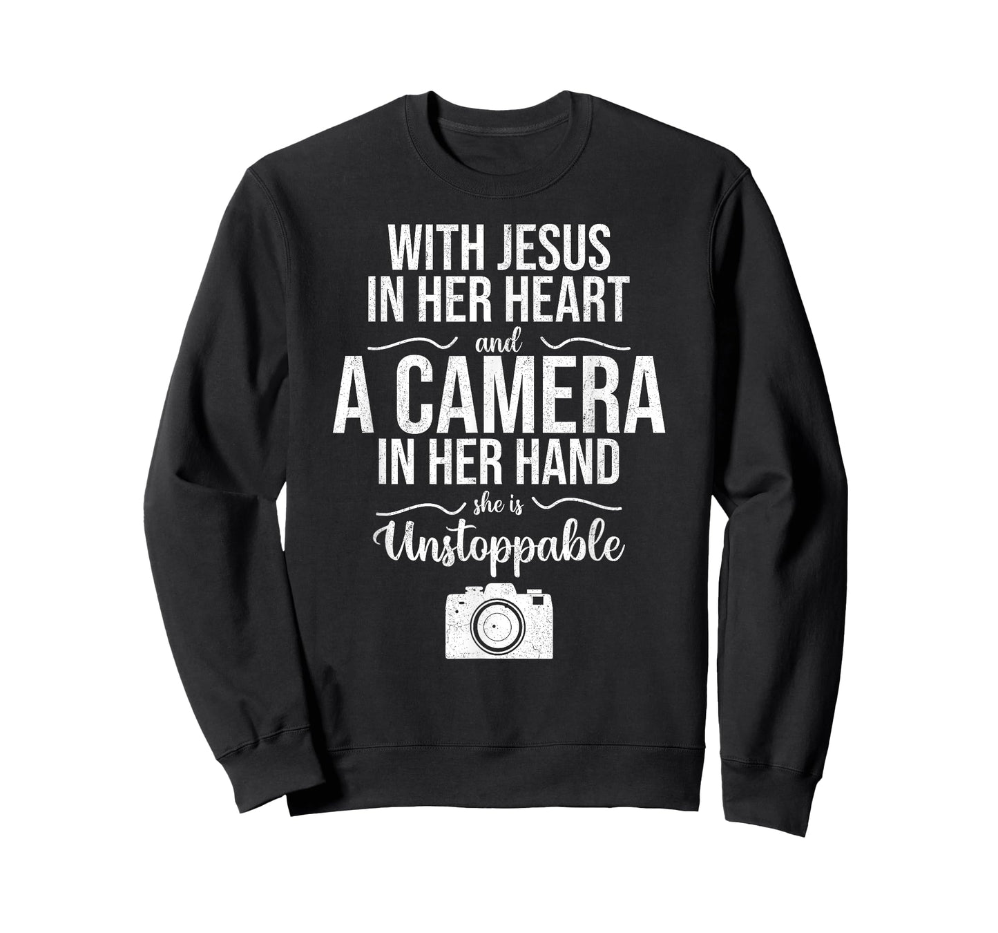 With Jesus In Her Heart & Camera Christian Cool Photography T-Shirt