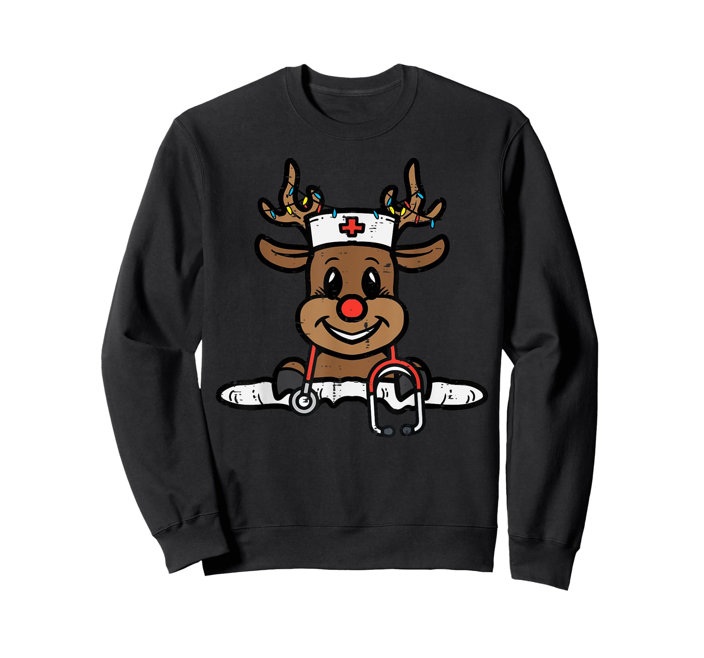 Christmas Nurse Reindeer Xmas Scrub Top Men Women RN ICU ER T-Shirt