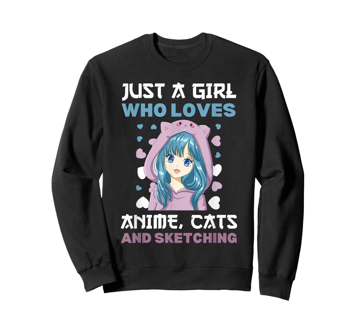 Anime Girls Just A Girl Who Loves Anime Cats and Sketching T-Shirt