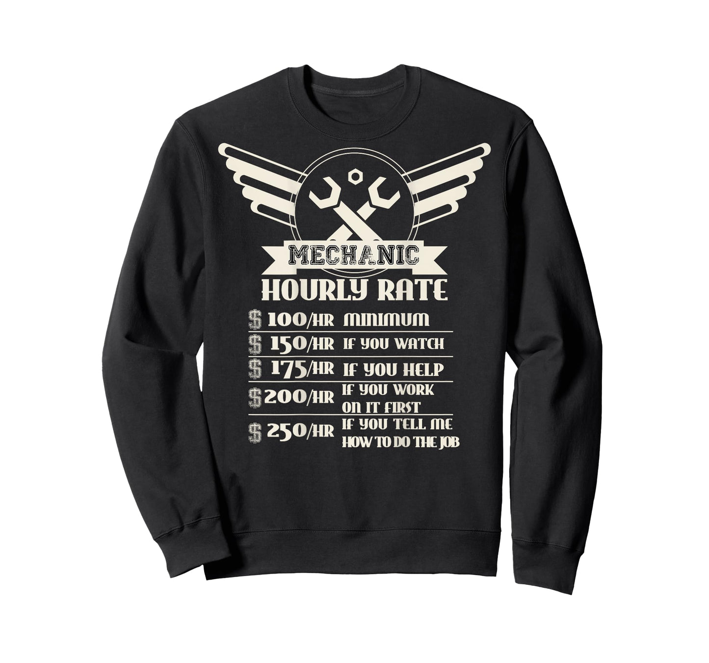 Backside Funny Mechanic Hourly Rate Distressed Design Shirt