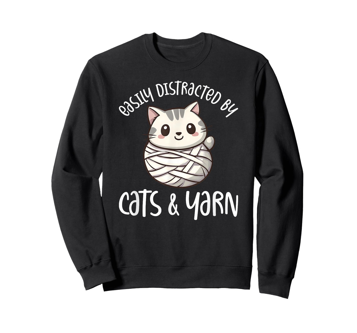 Easily Distracted By Cats And Yarn, Kitten Lover Crochet T-Shirt