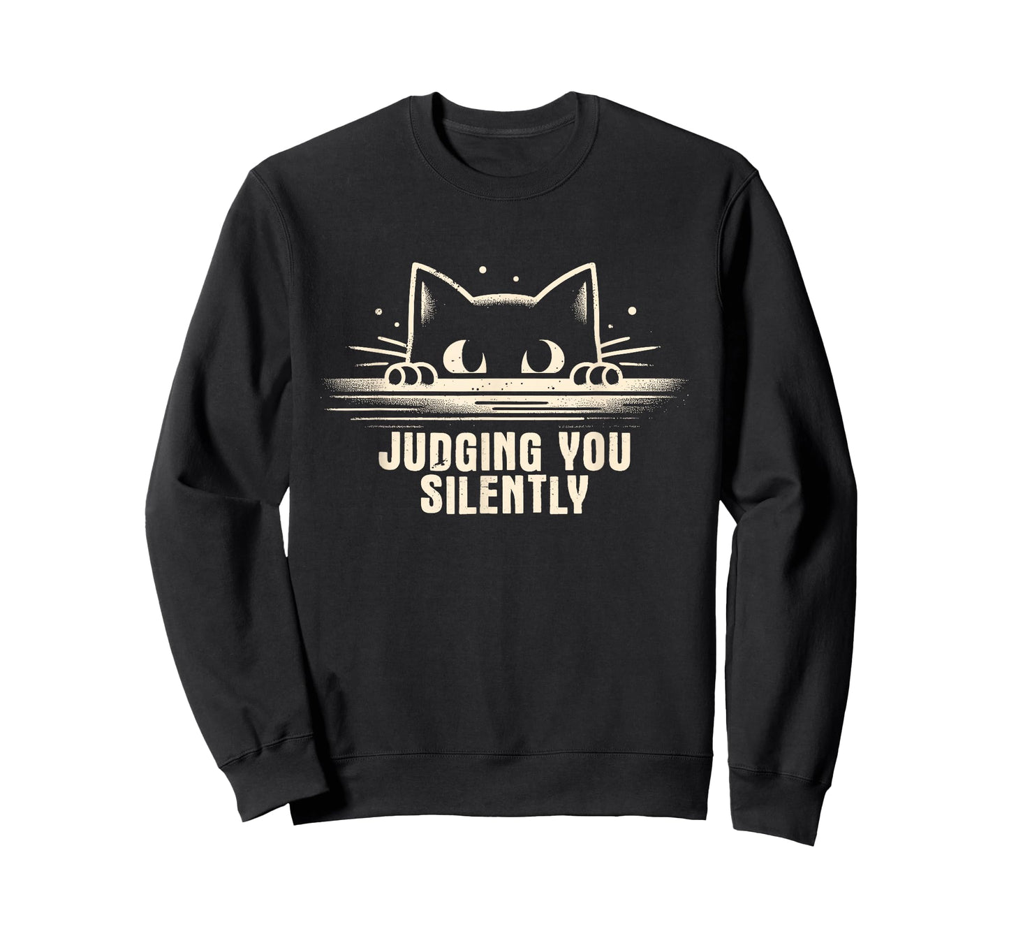 Judging You Silently - Funny Black Cat Kitten Pet Lover T-Shirt