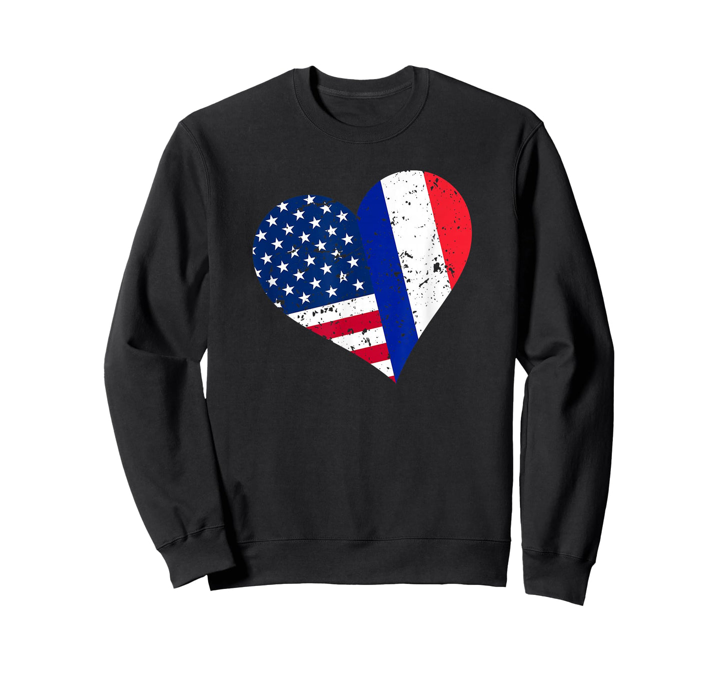 France USA Heart Shirt Distressed French American Flag T-Shirt