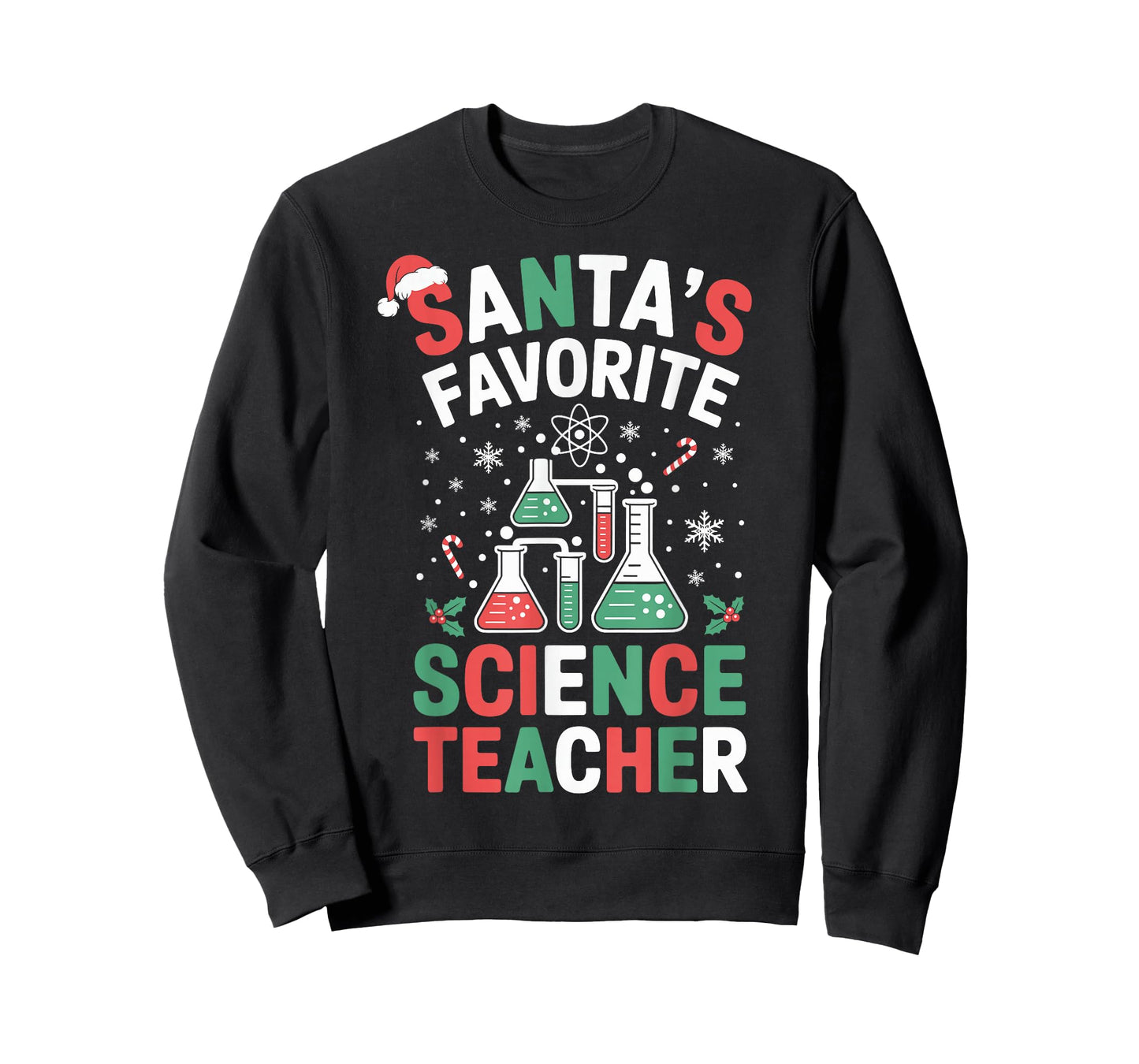 Santa's Favorite Science Teacher Funny Science Christmas T-Shirt