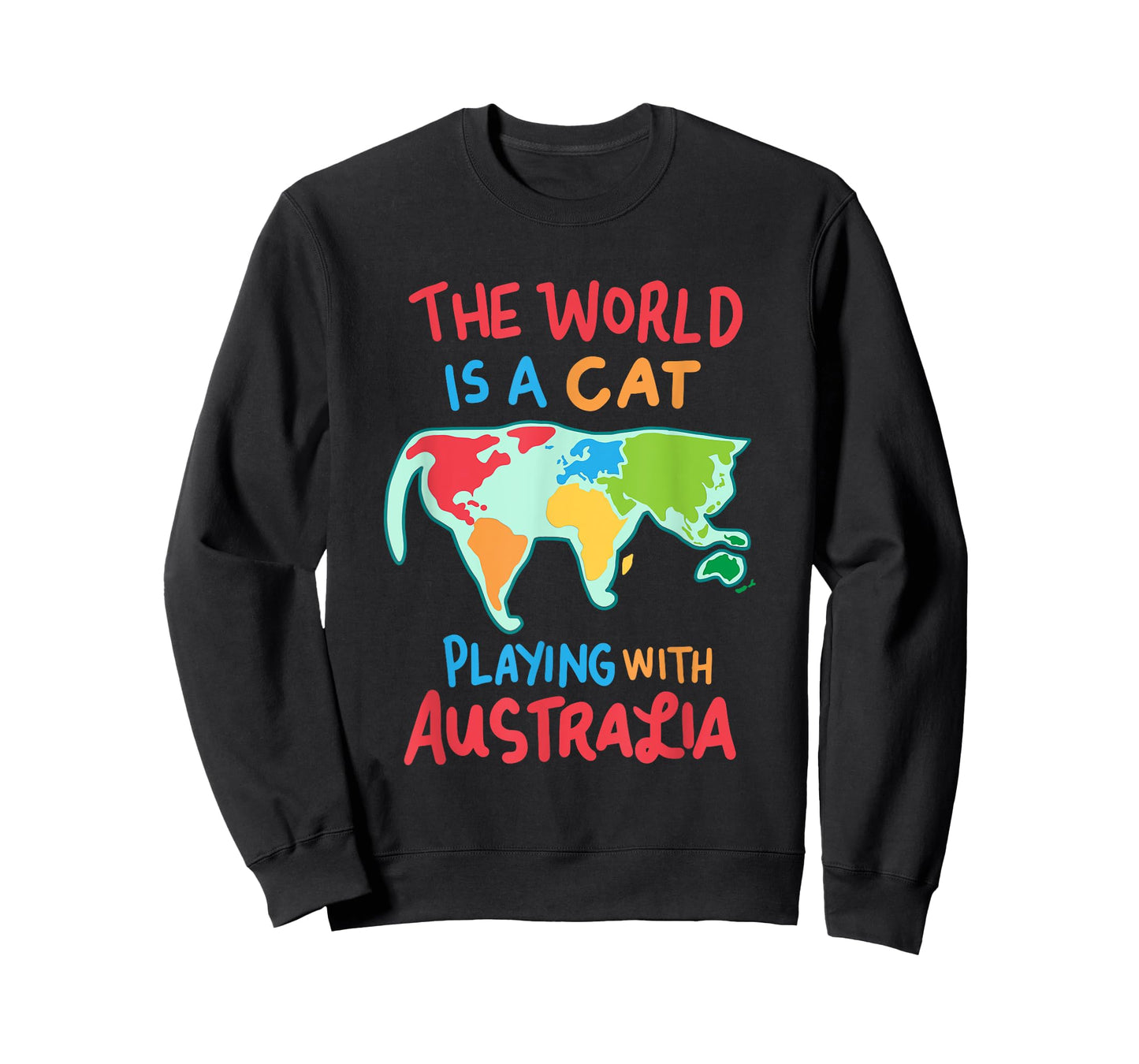 The World Is A Cat Playing With Australia T-Shirt T-Shirt for Men Women Girls Kids