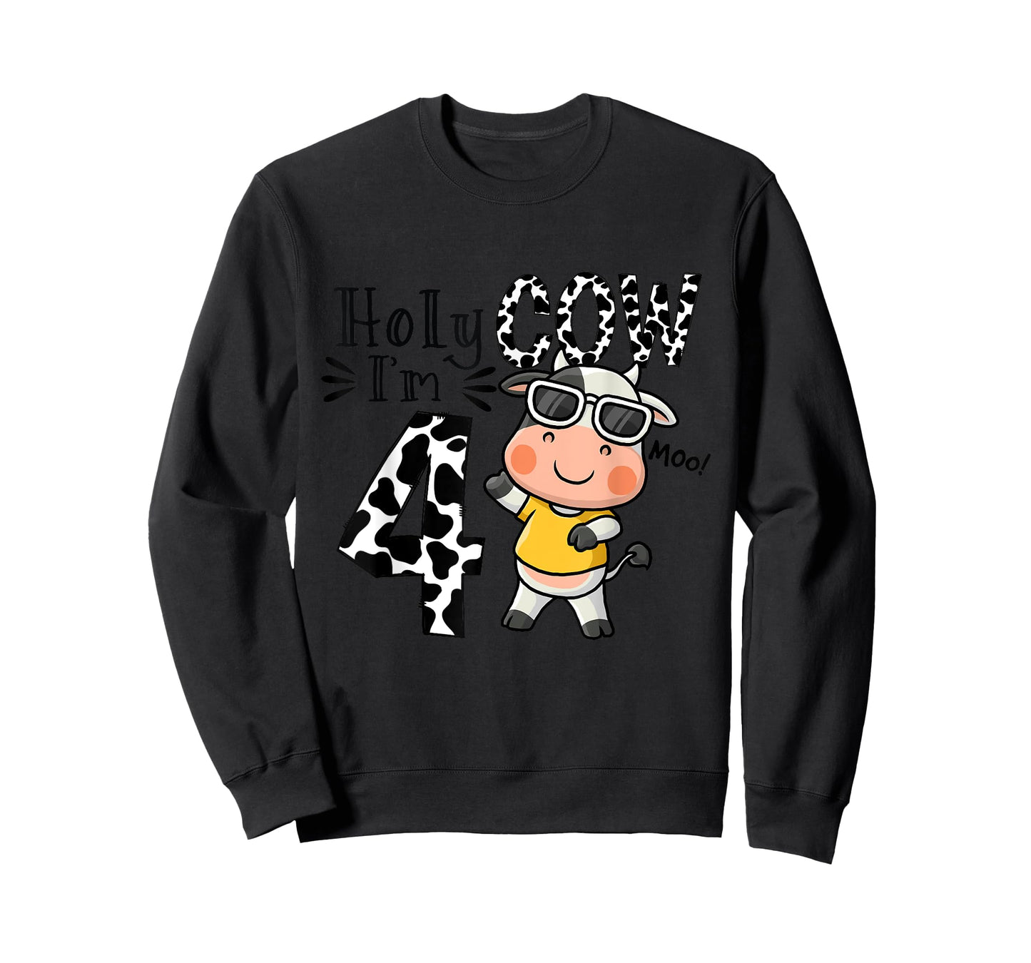 Cute 4th Cow Farm Animals Bday Holy Cow I'm 4 Birthday Boy T-Shirt
