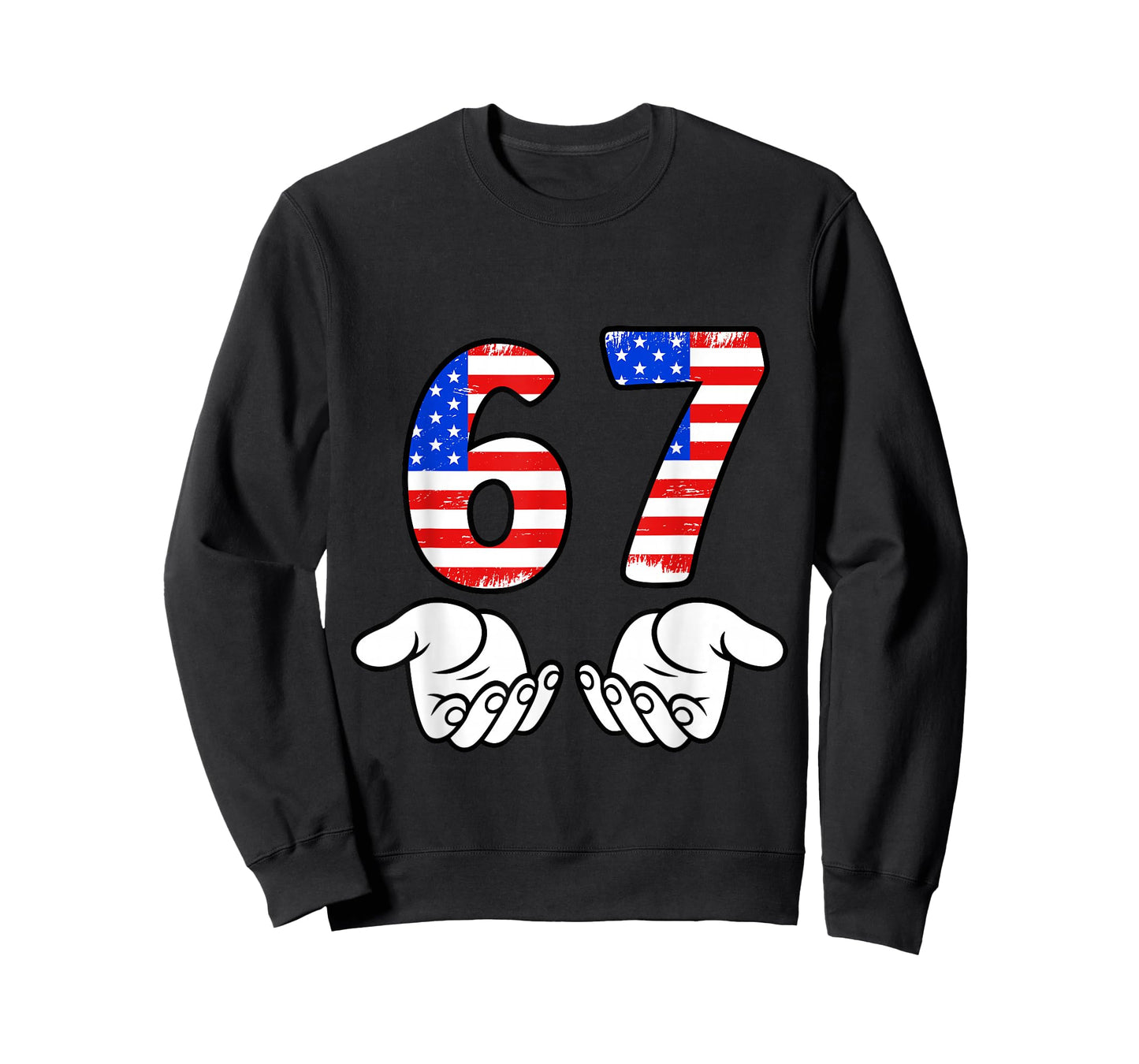 USA Flag Six Seven 6 7 Meme Gen Alpha Slang 6 7 Hands Funny T-Shirt