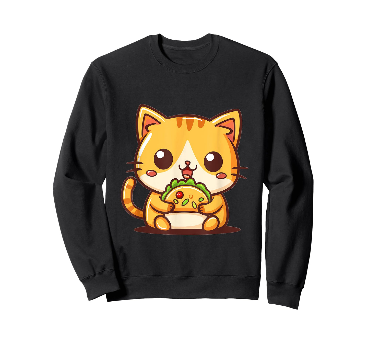 Funny Cat Kitten eating taco Graphic T-Shirt for Men Women Girls Kids