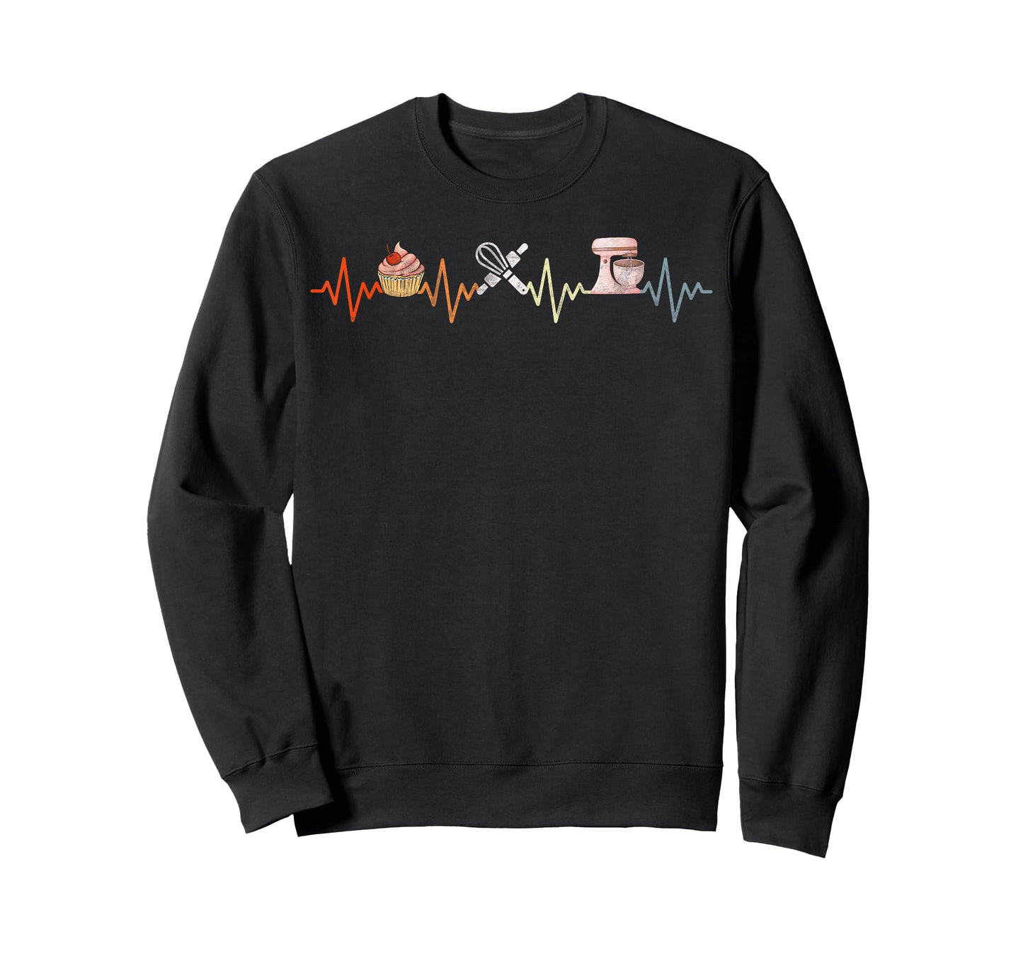 Baking Heartbeat Retro funny Pastry Baker Chef Cooking Lover T-Shirt