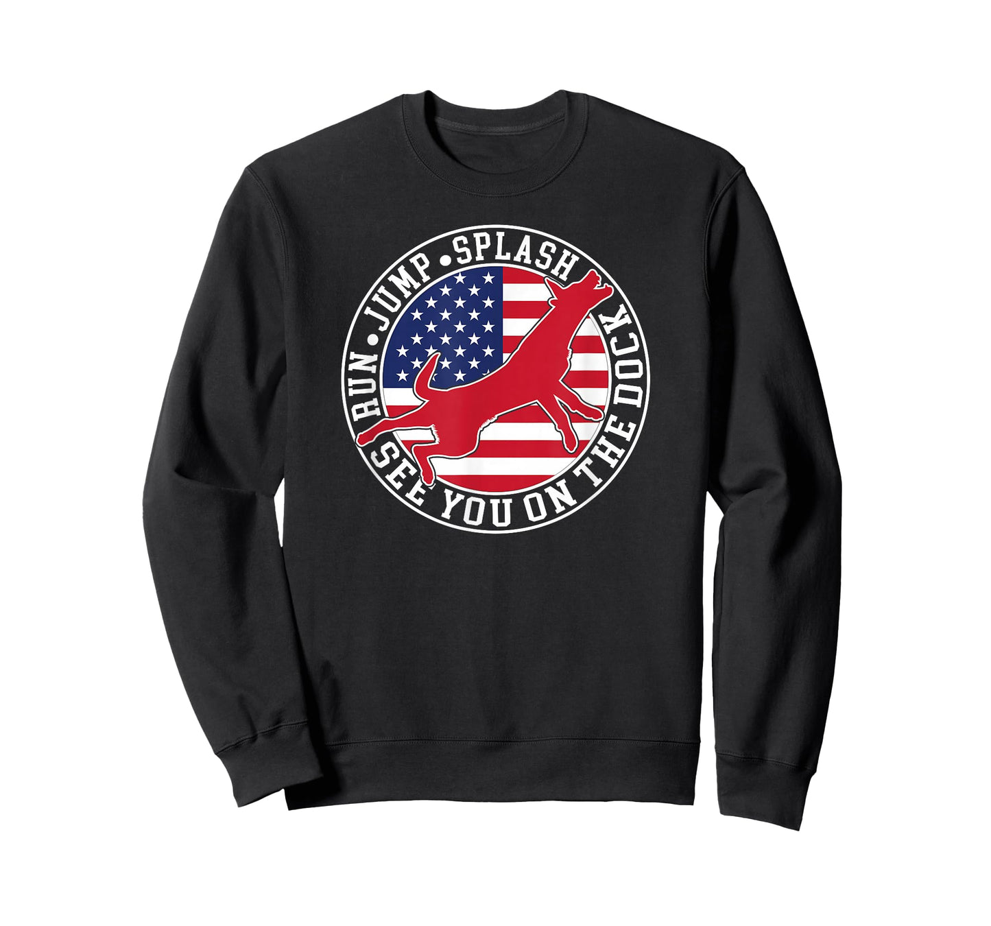 Dog Dock Jumping Dock Diving Dogs American Flag T-Shirt