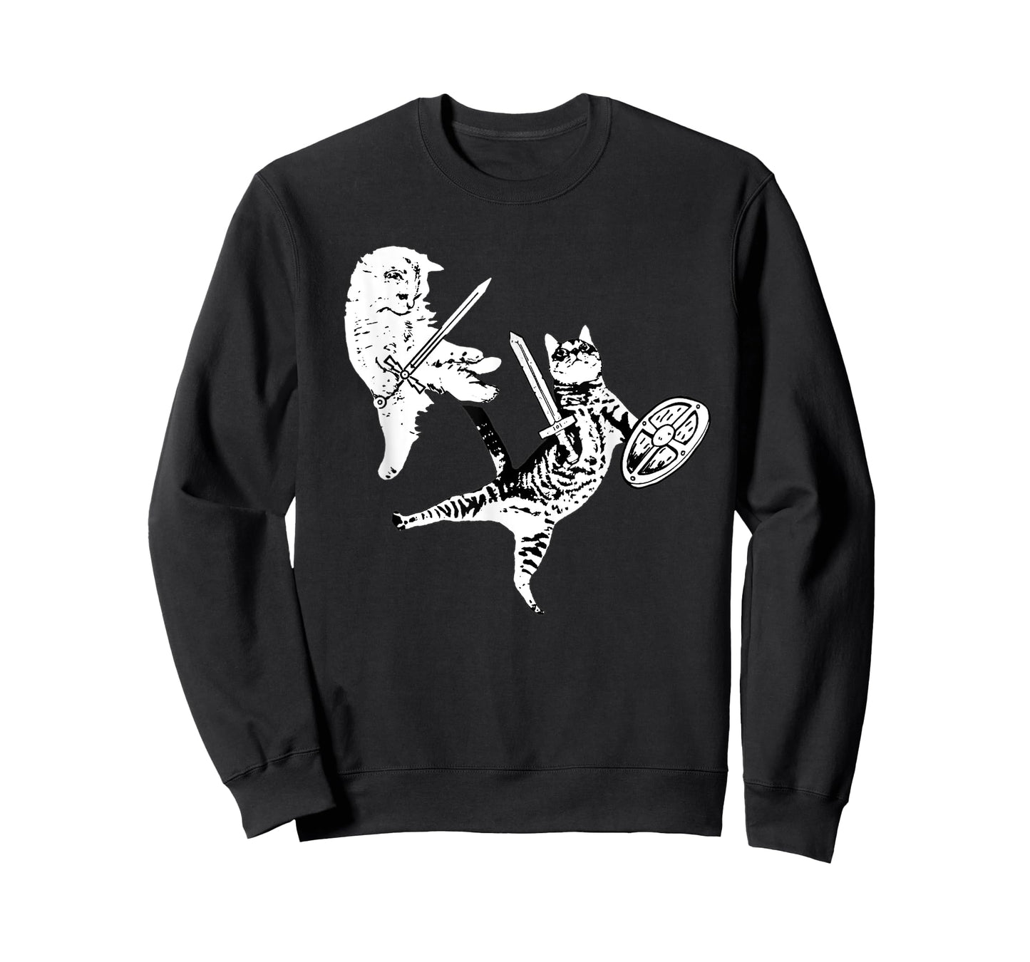 Kitty Cat Sword Fight Shield Funny Warrior Cat Pet Lovers T-Shirt for Men Women