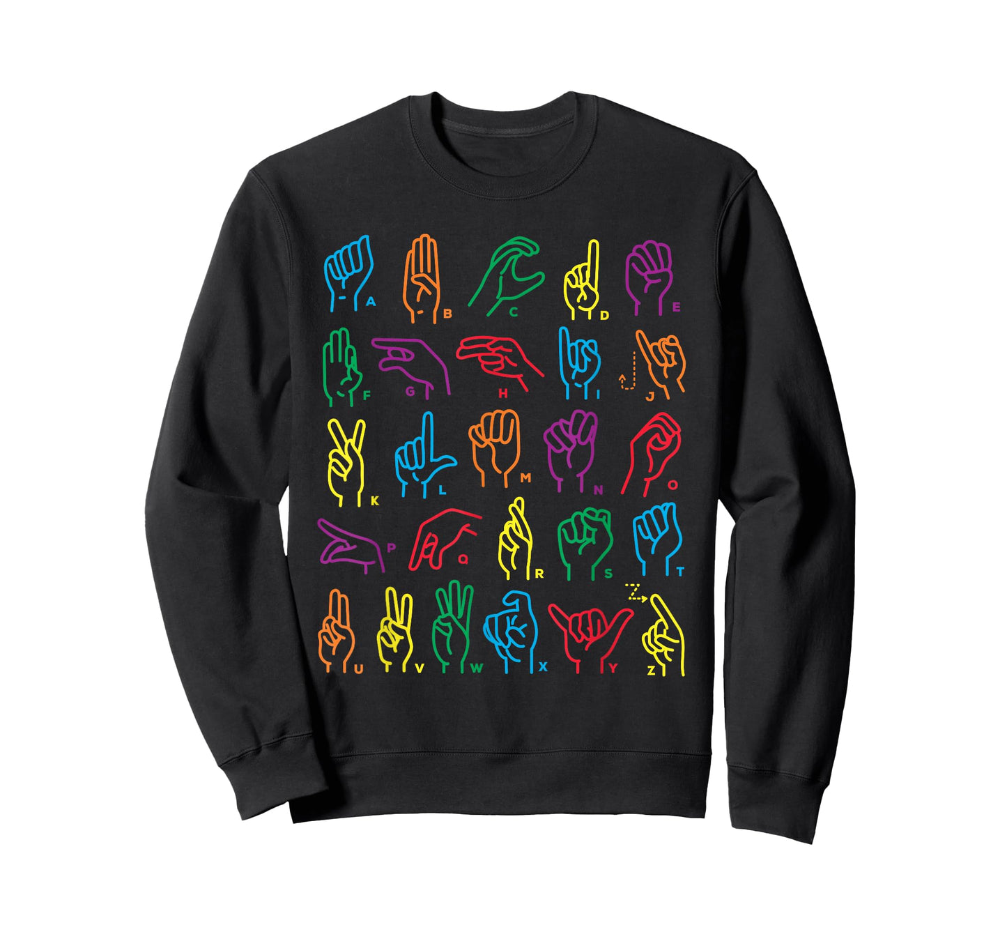 ABC Sign Language Chart Teacher Hand Letter Alphabet ASL T-Shirt