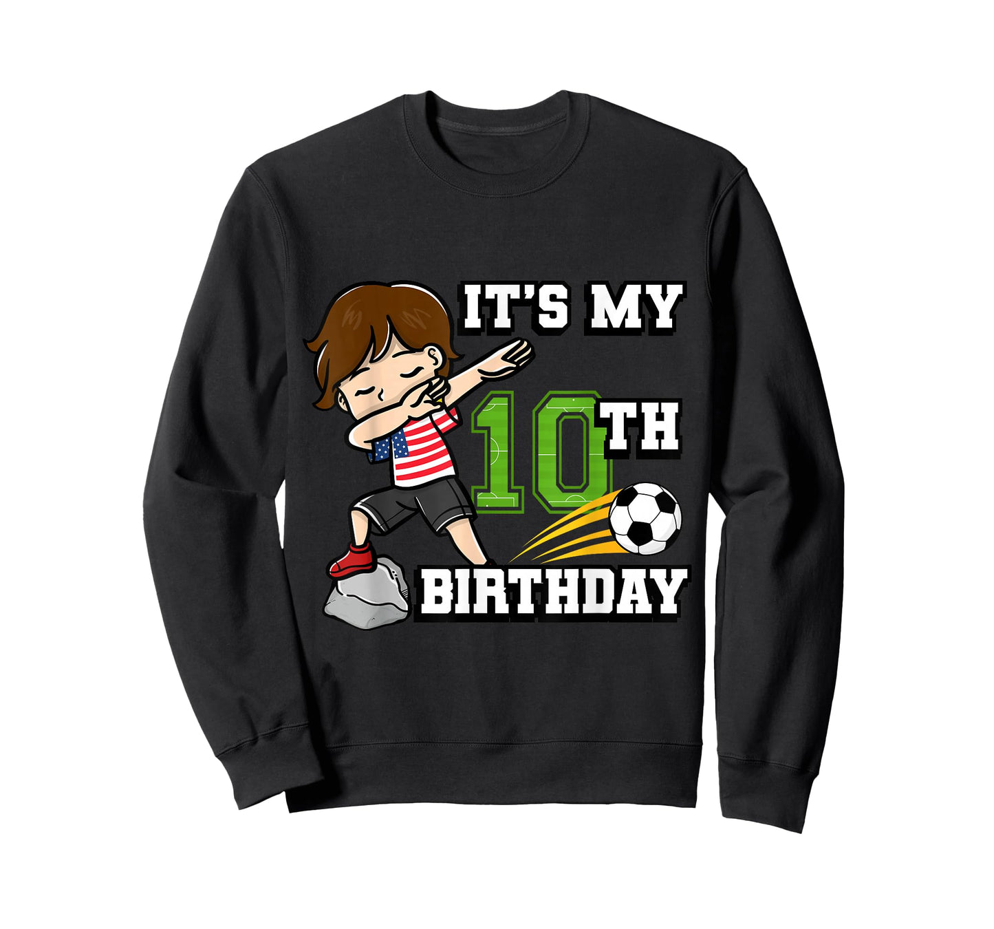 Soccer Boy It's My 10th Birthday American Flag T-Shirt