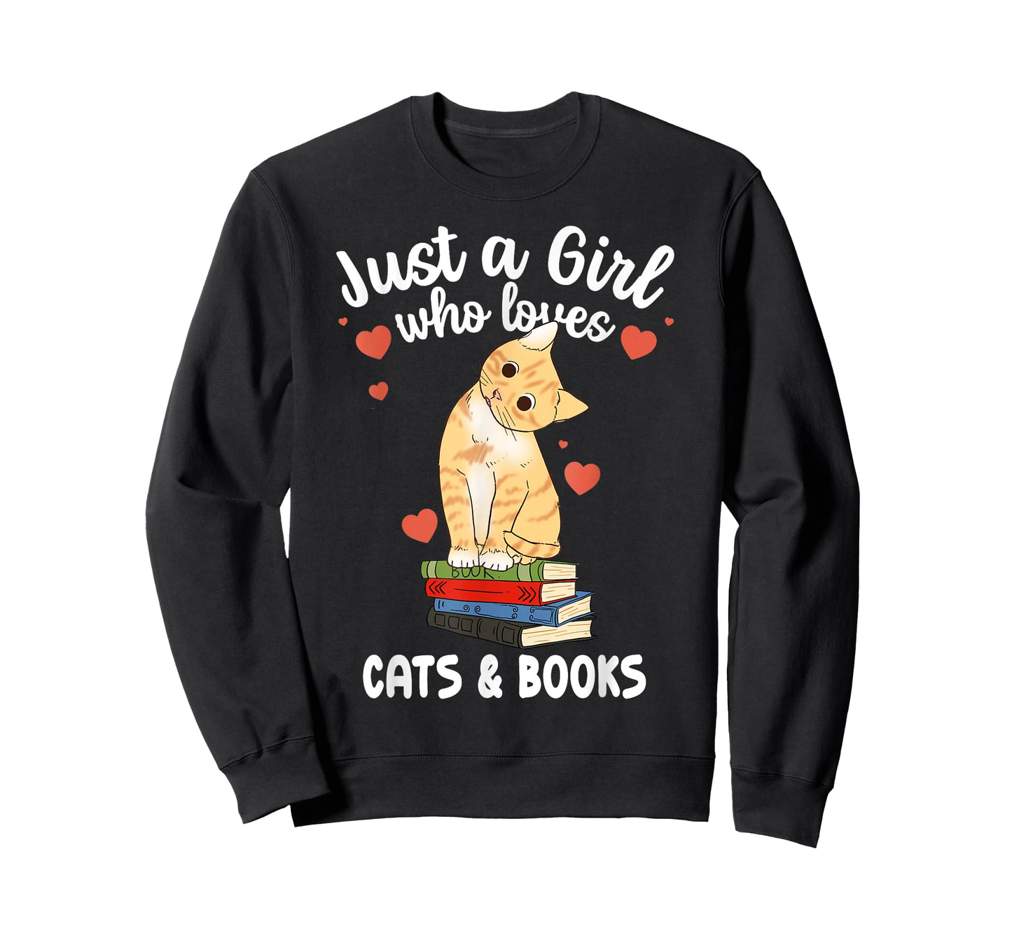 Just a Girl Who Loves Cats and Books Reading Cat & Bookworm T-Shirt